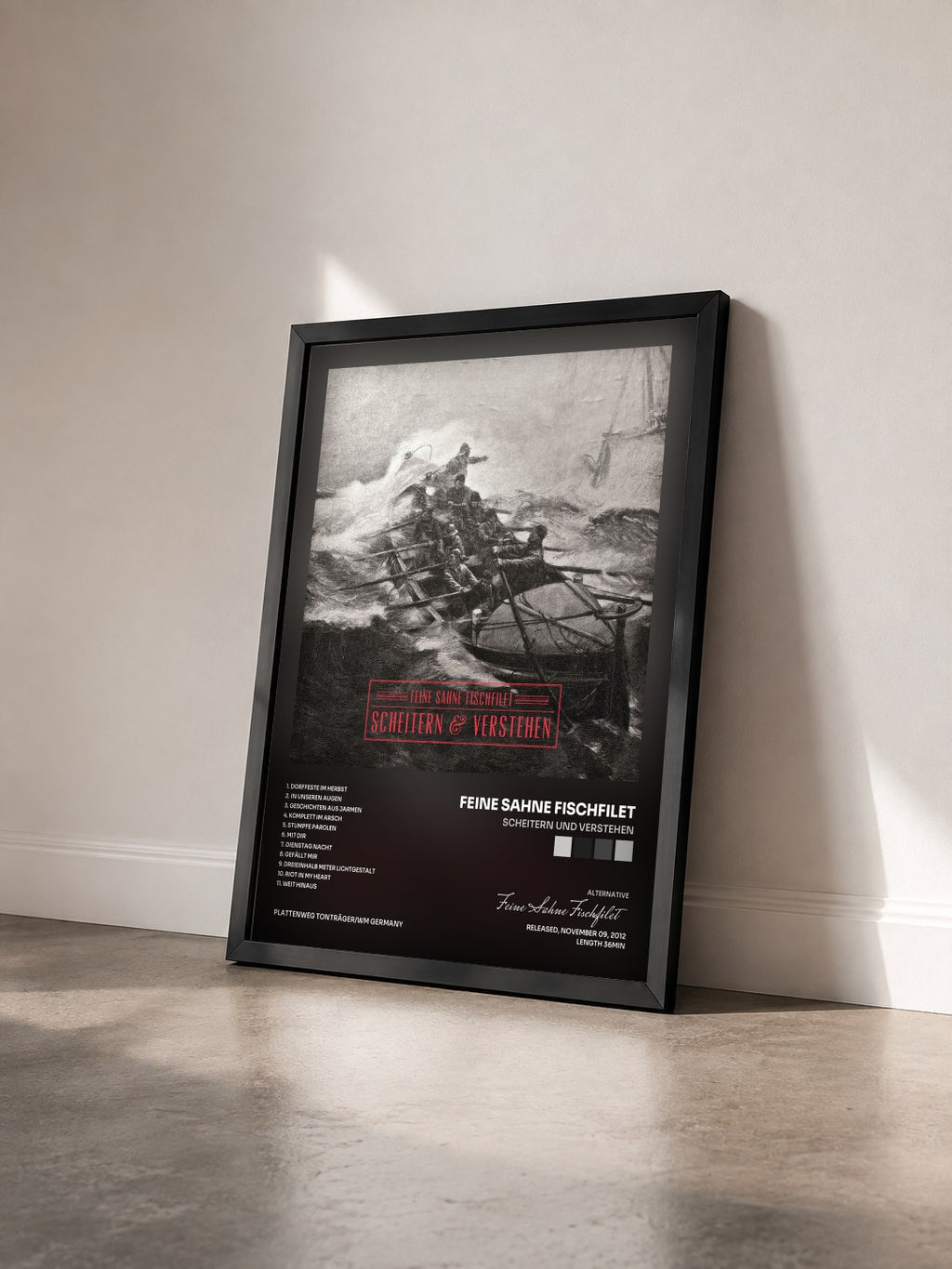 #noir Tableau de l'album Scheitern und Verstehen de Feine Sahne Fischfilet vu de trois quarts, cadre noir