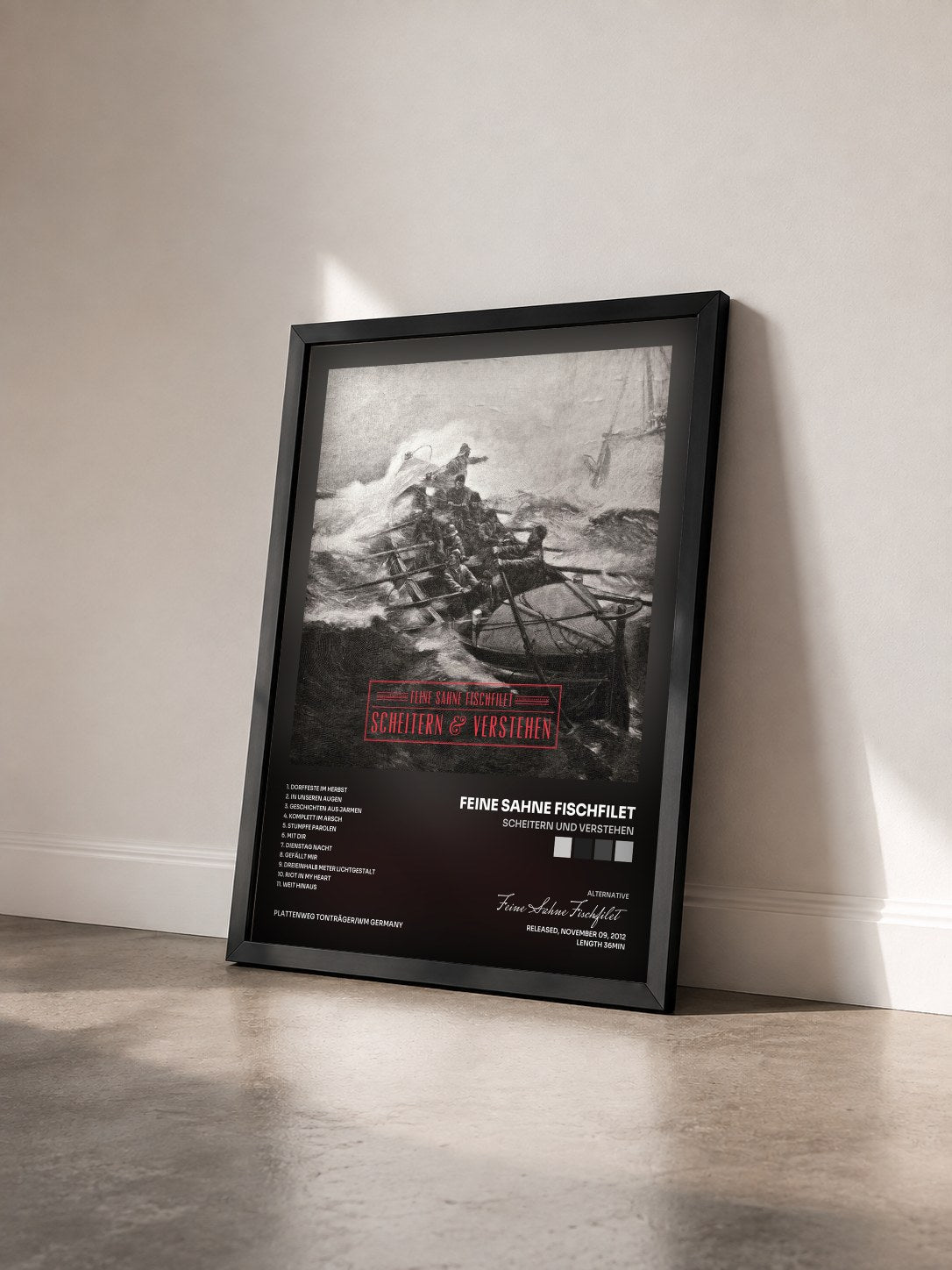#noir Tableau de l'album Scheitern und Verstehen de Feine Sahne Fischfilet vu de trois quarts, cadre noir