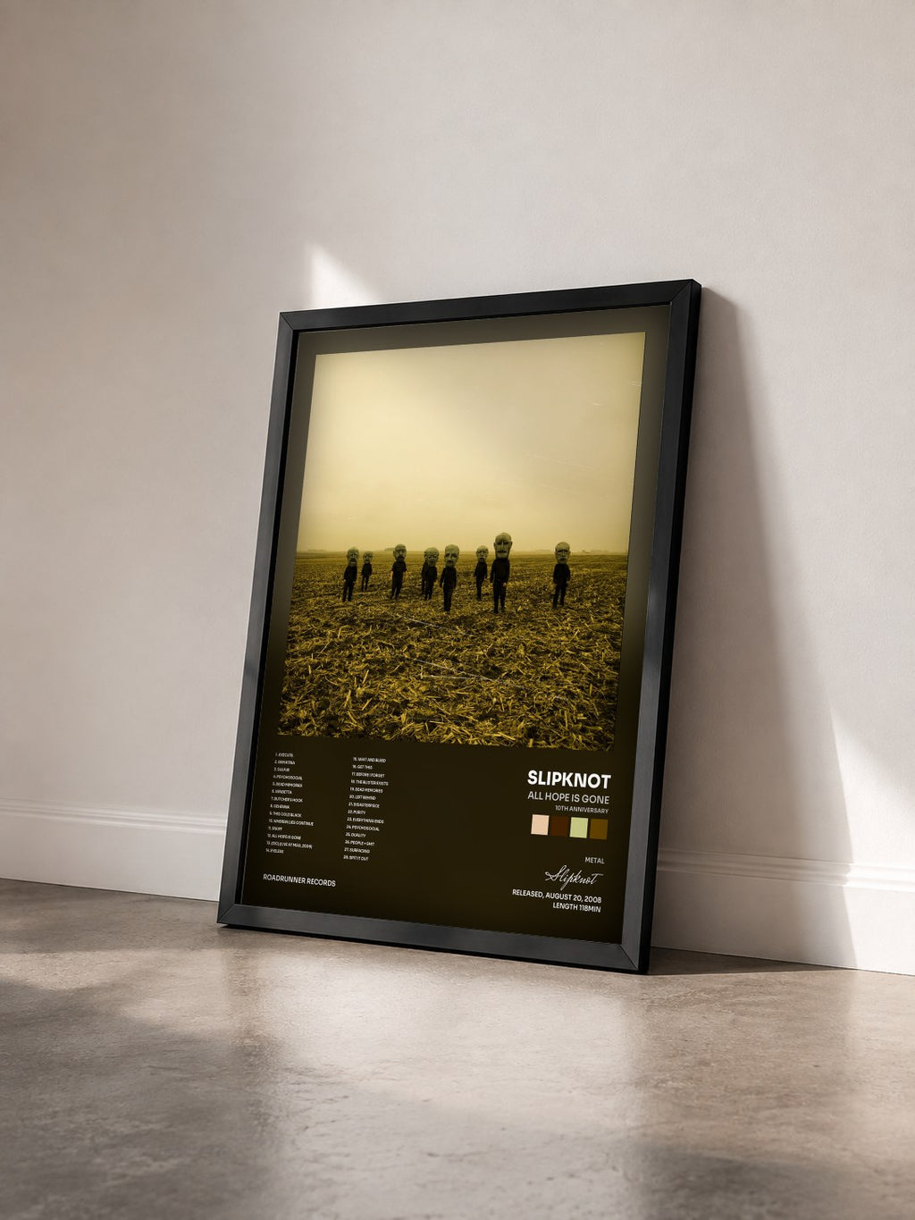 #noir All Hope Is Gone (10th Anniversary) by Slipknot as a framed art print seen at an angle, black frame