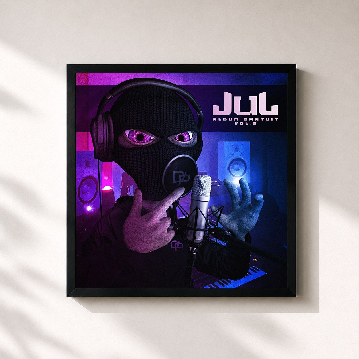 #noir Tableau carré de l'album Album gratuit, vol. 6 de Jul, cadre noir 32x32 cm