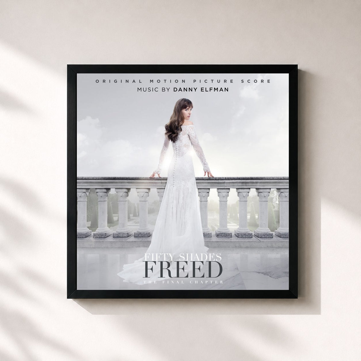 #noir Tableau carré de l'album Fifty Shades Freed (Original Motion Picture Score) de Danny Elfman, cadre noir 32x32 cm