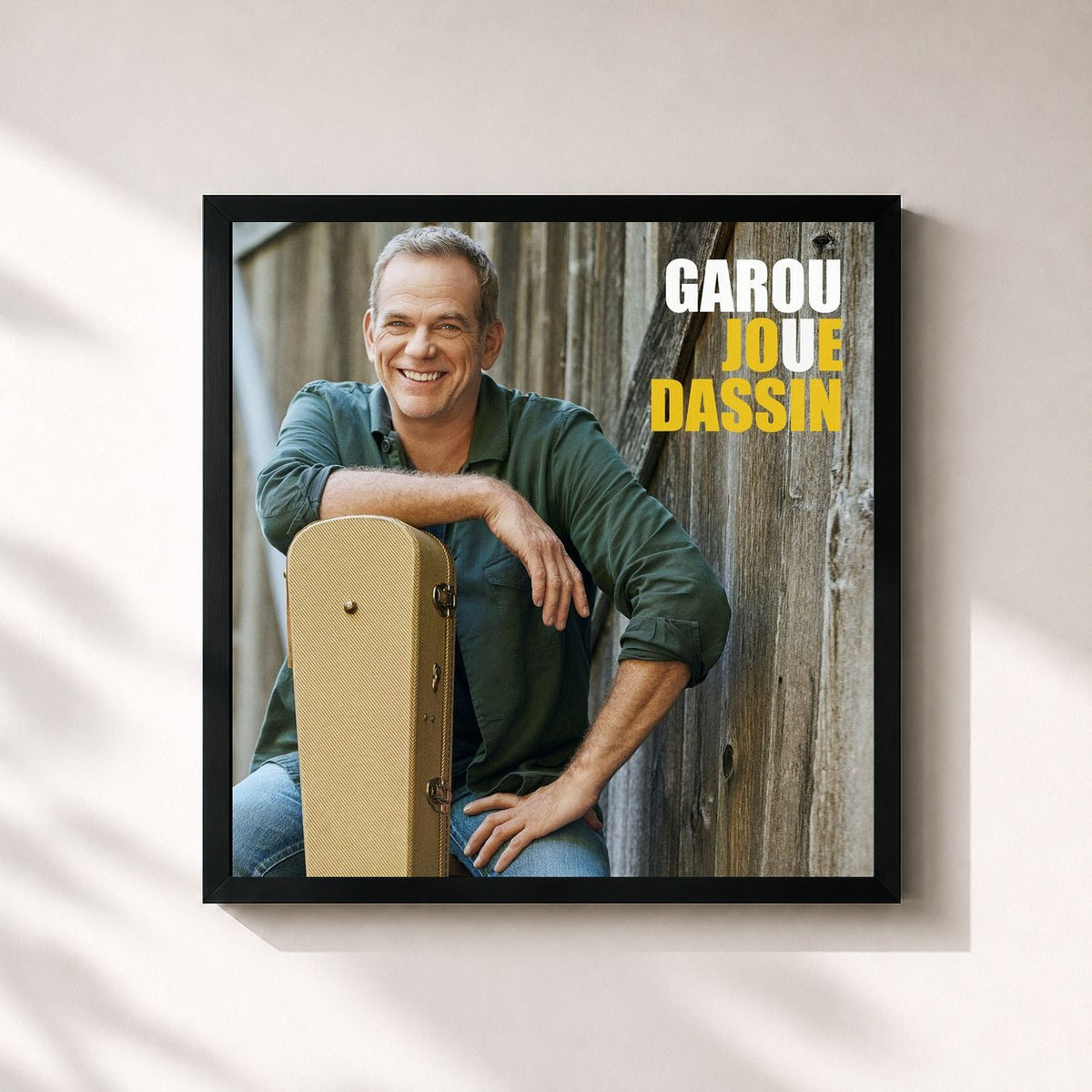 #noir Garou joue Dassin by Garou as a square framed art print, black 32x32 cm frame