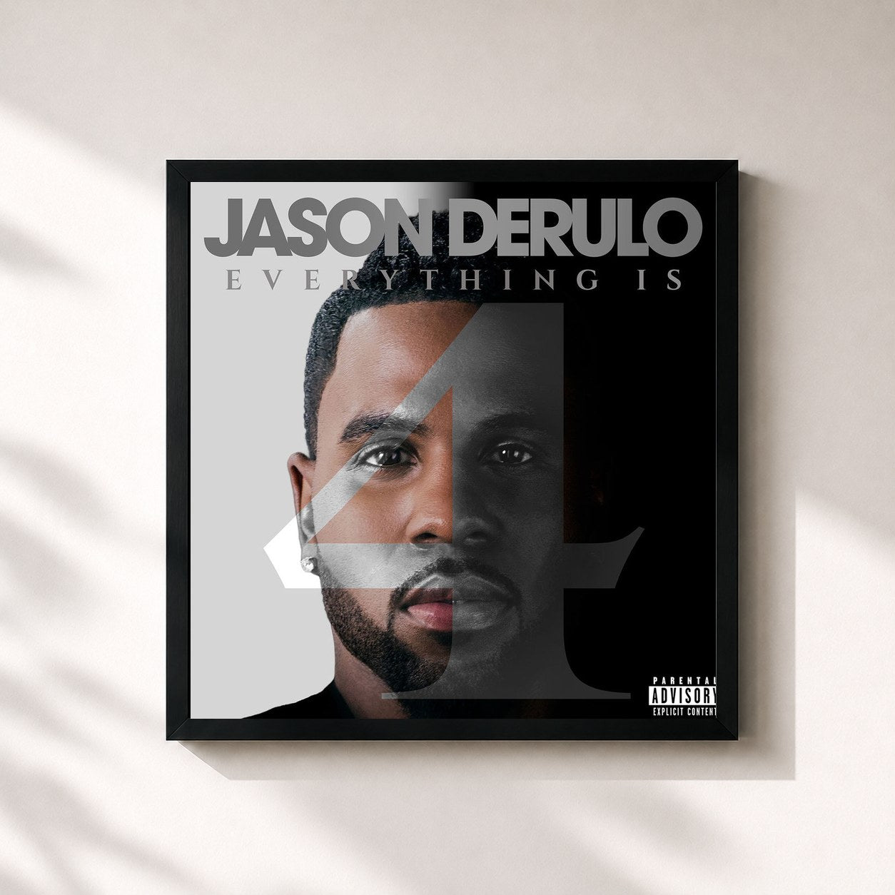 #noir Tableau carré de l'album Everything Is 4 de Jason Derulo, cadre noir 32x32 cm