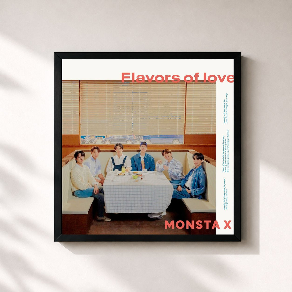 #noir Tableau carré de l'album Flavors Of Love de Monsta X, cadre noir 32x32 cm