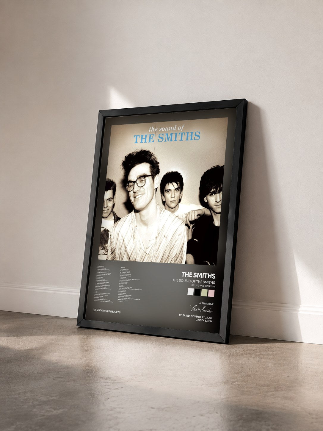 #noir The Sound of the Smiths (Deluxe; 2008 Remaster) by The Smiths as a framed art print seen at an angle, black frame
