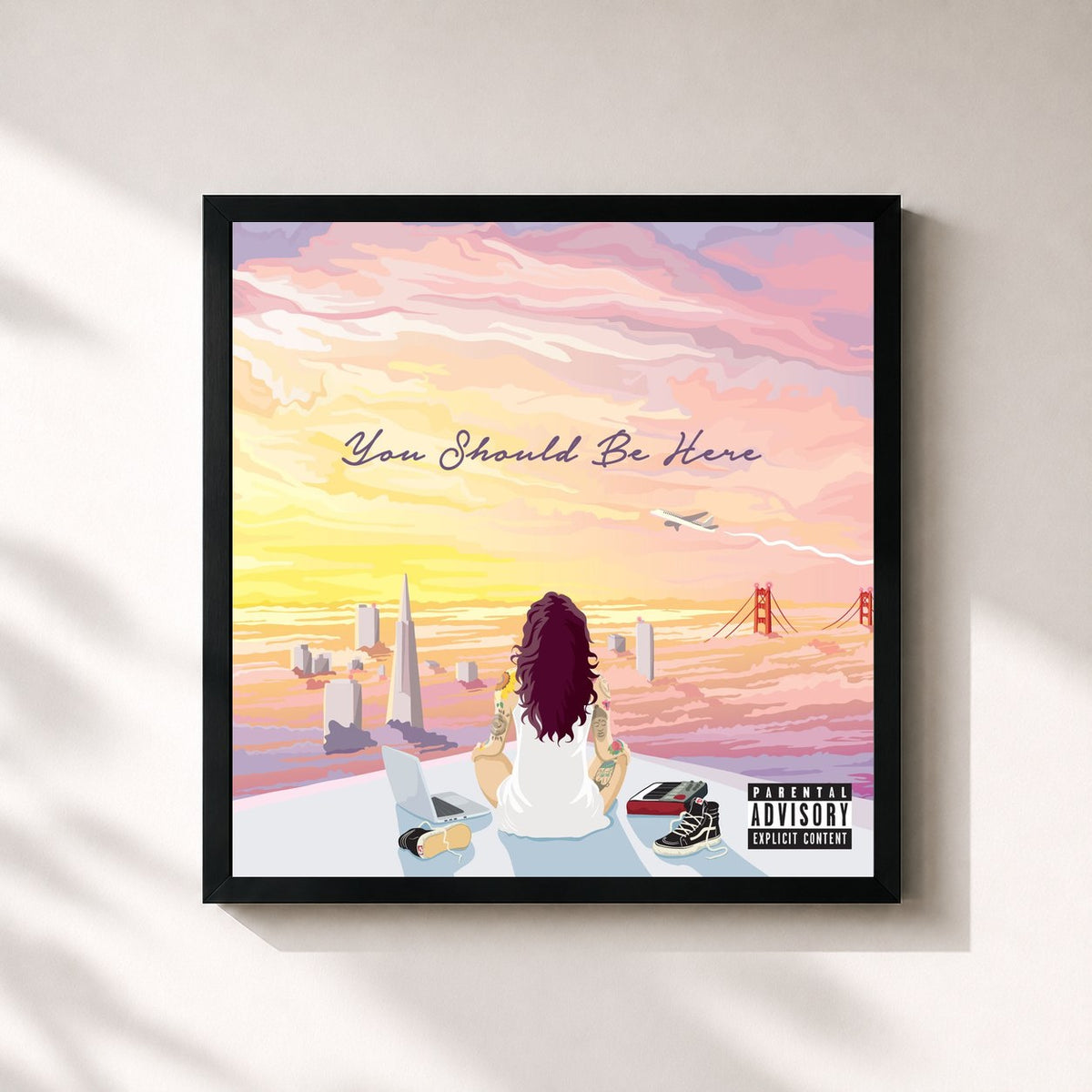 #noir You Should Be Here by Kehlani as a square framed art print, black 32x32 cm frame