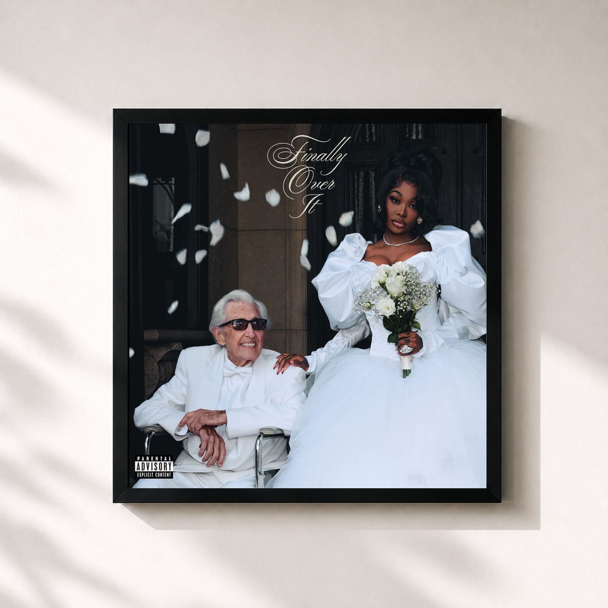#noir Tableau carré de l'album Finally Over It de Summer Walker, cadre noir 32x32 cm