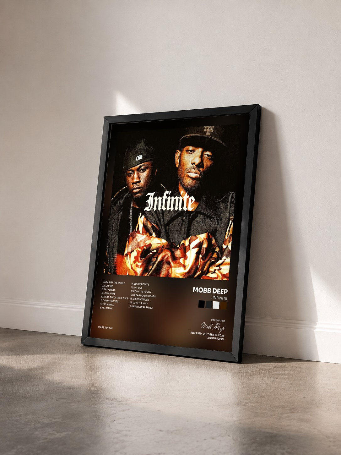 #noir Tableau de l'album Infinite de Mobb Deep vu de trois quarts, cadre noir