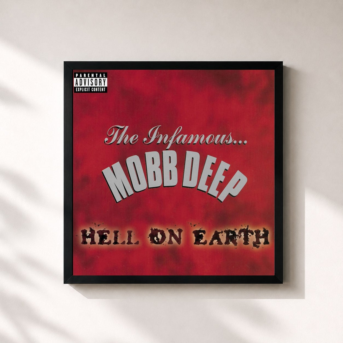 #noir Tableau carré de l'album Hell On Earth de Mobb Deep, cadre noir 32x32 cm
