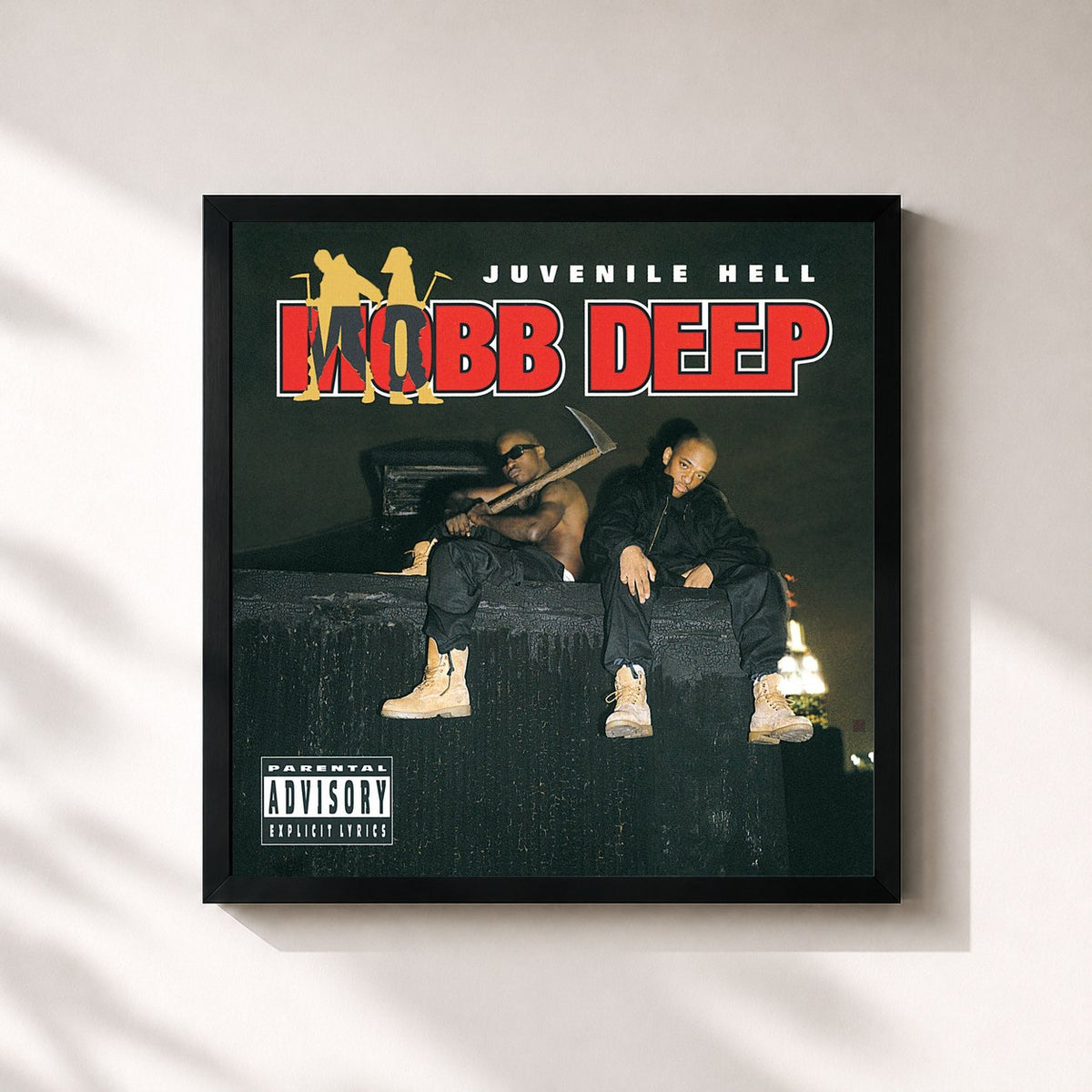 #noir Tableau carré de l'album Juvenile Hell de Mobb Deep, cadre noir 32x32 cm