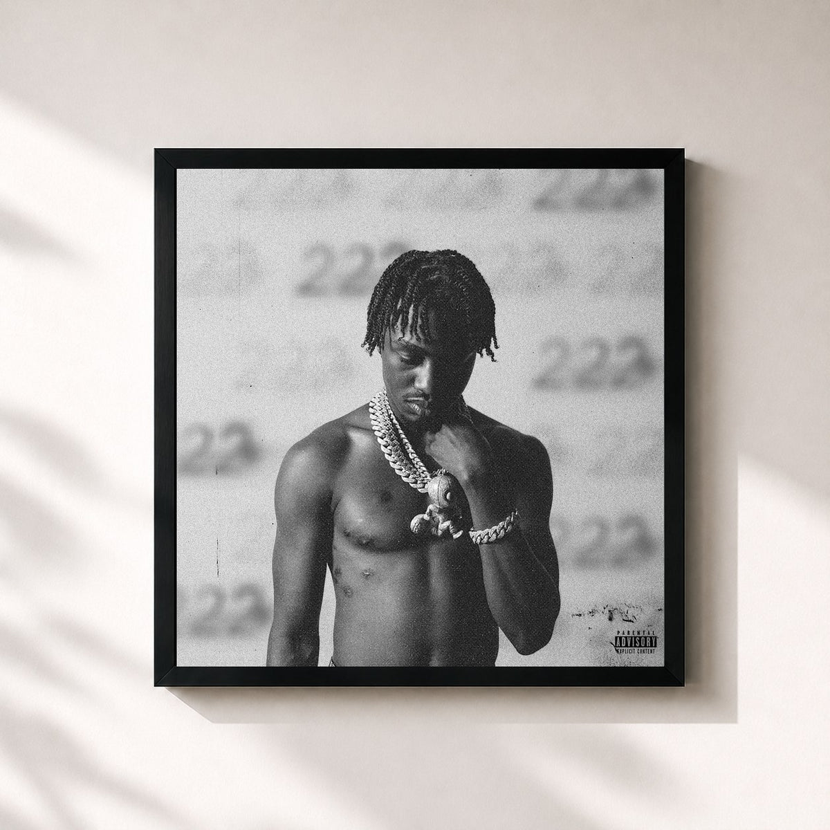 #noir Tableau carré de l'album 222 de Lil Tjay, cadre noir 32x32 cm