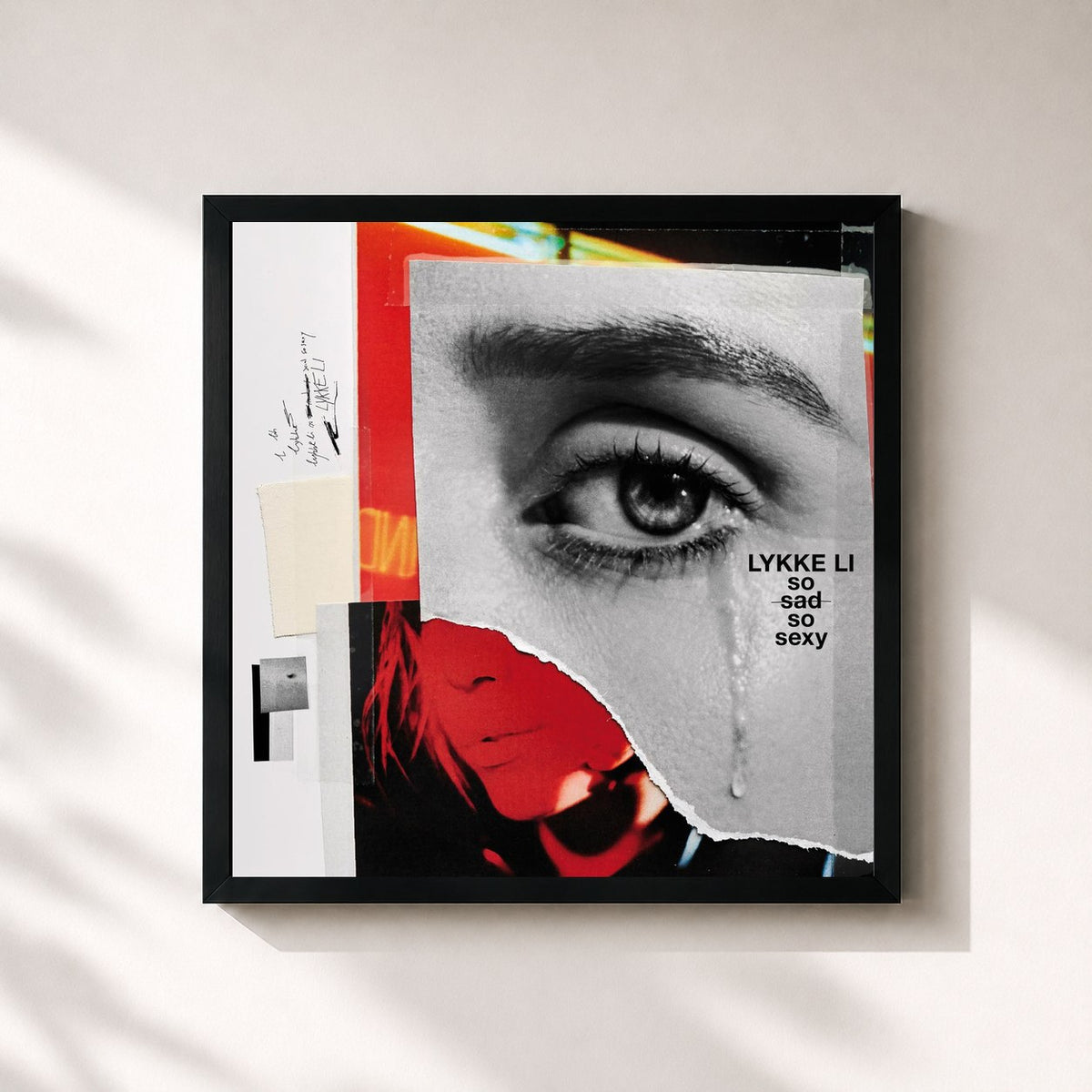 #noir Tableau carré de l'album so sad so sexy de Lykke Li, cadre noir 32x32 cm