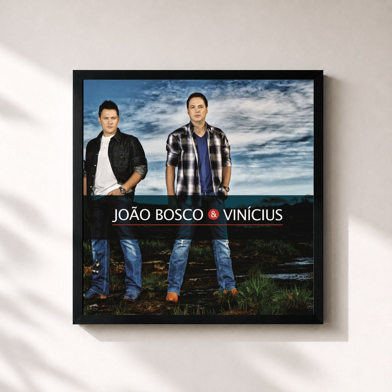 #noir Tableau carré de l'album João Bosco e Vinícius de João Bosco & Vinícius, cadre noir 32x32 cm