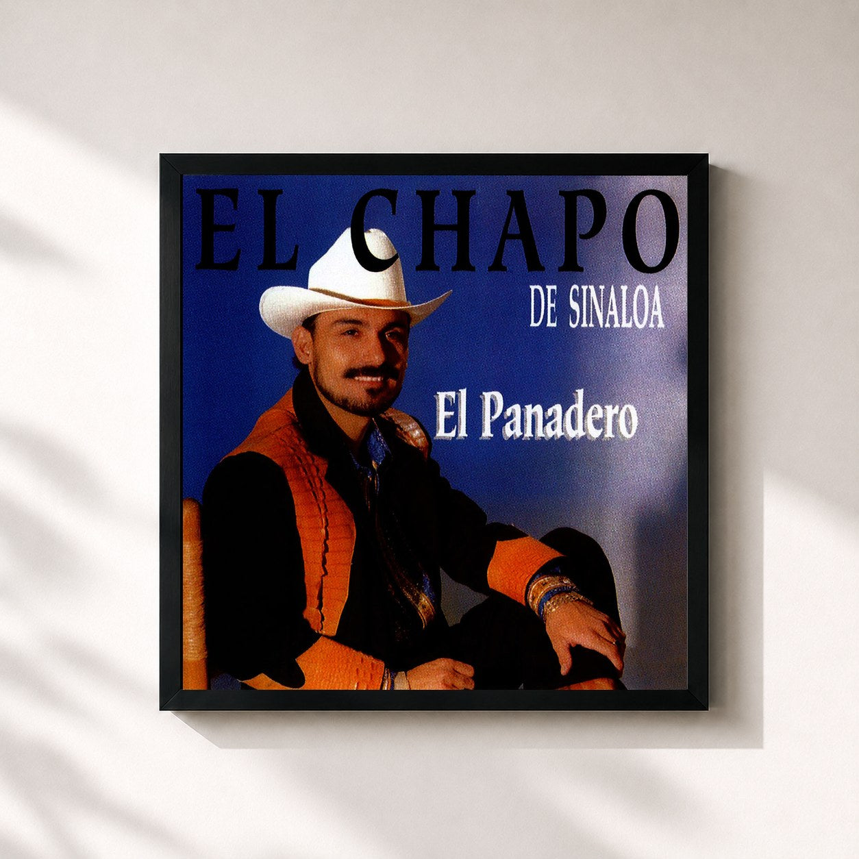 #noir Tableau carré de l'album El Panadero de El Chapo De Sinaloa, cadre noir 32x32 cm