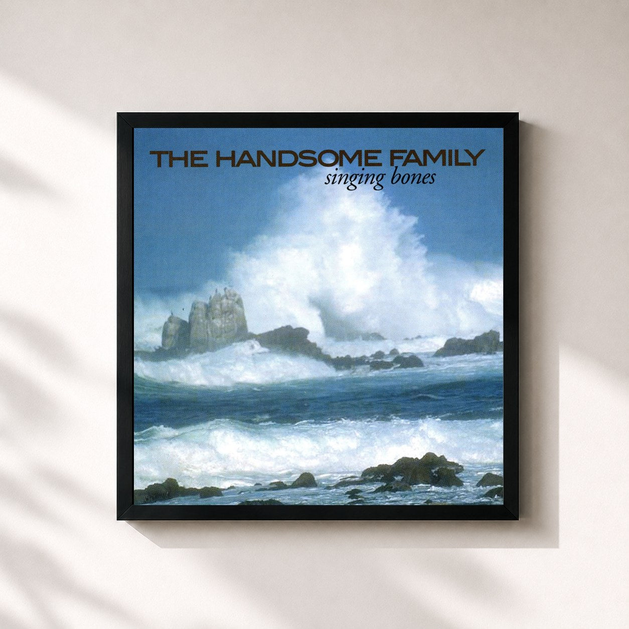 #noir Tableau carré de l'album Singing Bones de The Handsome Family, cadre noir 32x32 cm