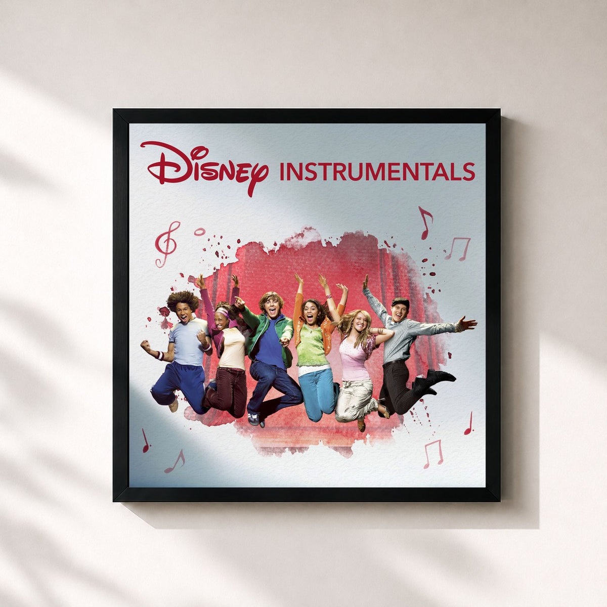 #noir Tableau carré de l'album Disney Instrumentals: High School Musical de Disney, cadre noir 32x32 cm