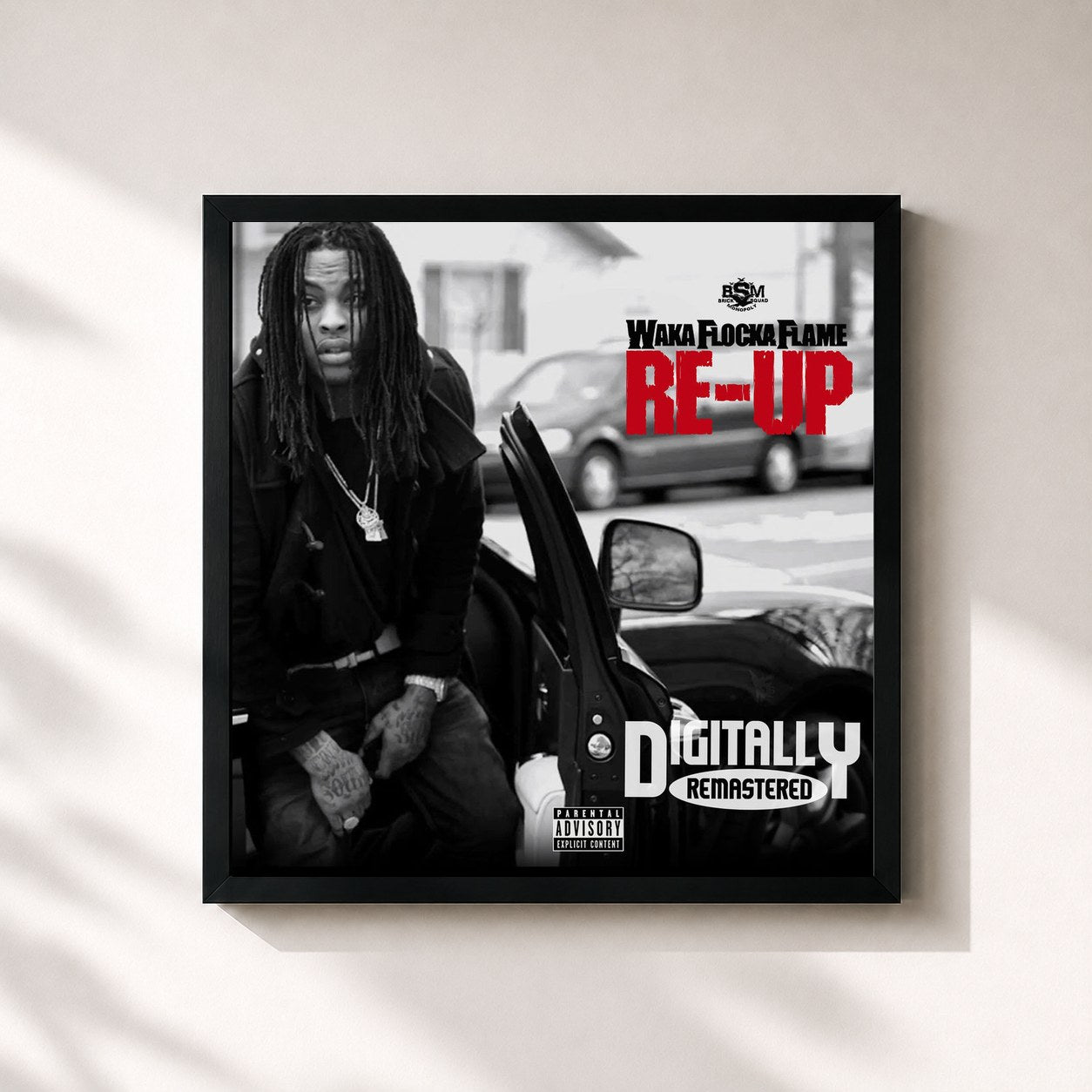 #noir Tableau carré de l'album Re-Up de Waka Flocka Flame, cadre noir 32x32 cm