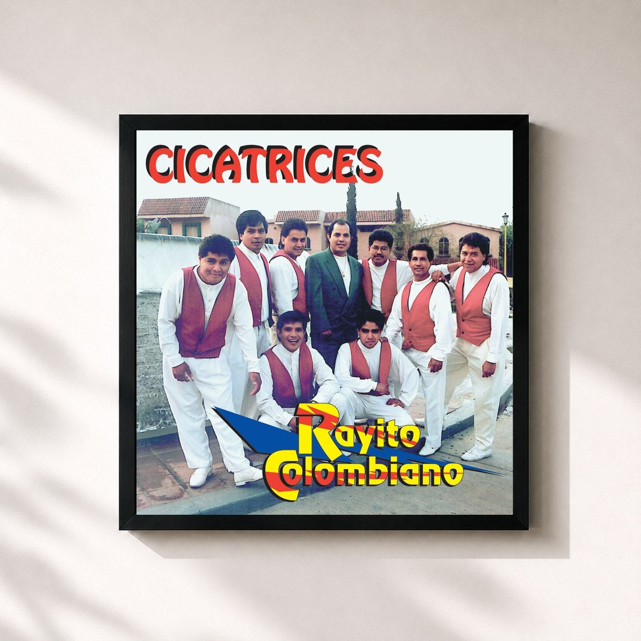 #noir Tableau carré de l'album Cicatrices de Rayito Colombiano, cadre noir 32x32 cm