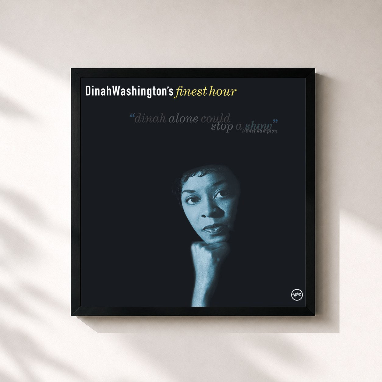 #noir Tableau carré de l'album Dinah Washington's Finest Hour de Dinah Washington, cadre noir 32x32 cm