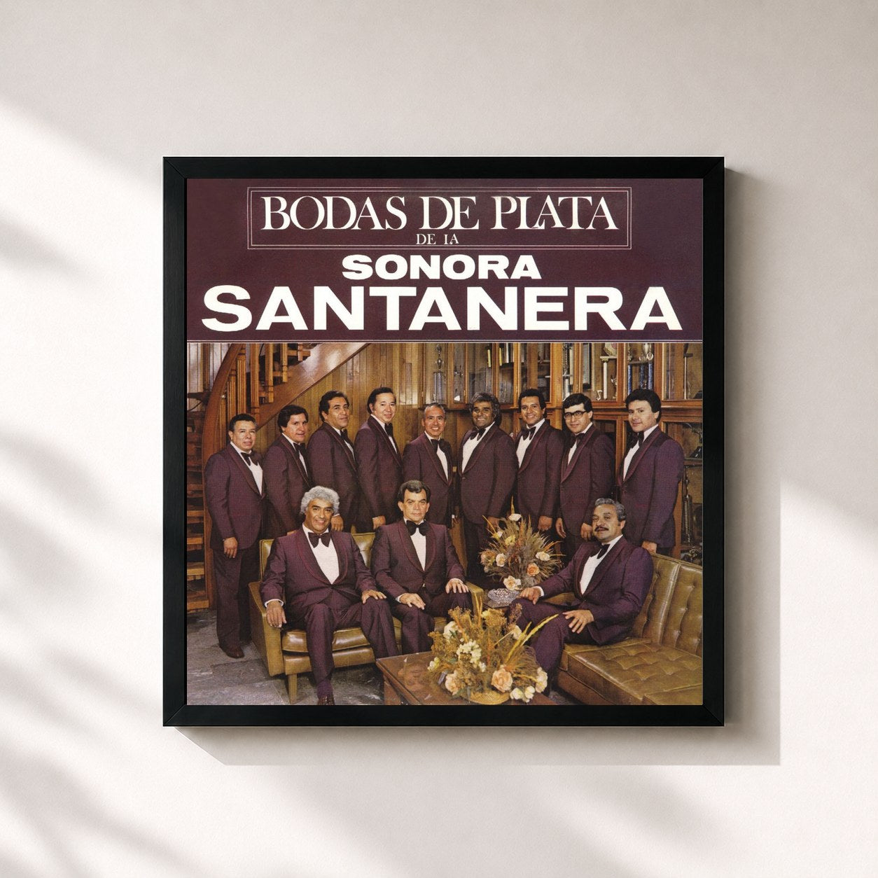 #noir Tableau carré de l'album Bodas De Plata De La Sonora Santanera de La Sonora Santanera, cadre noir 32x32 cm