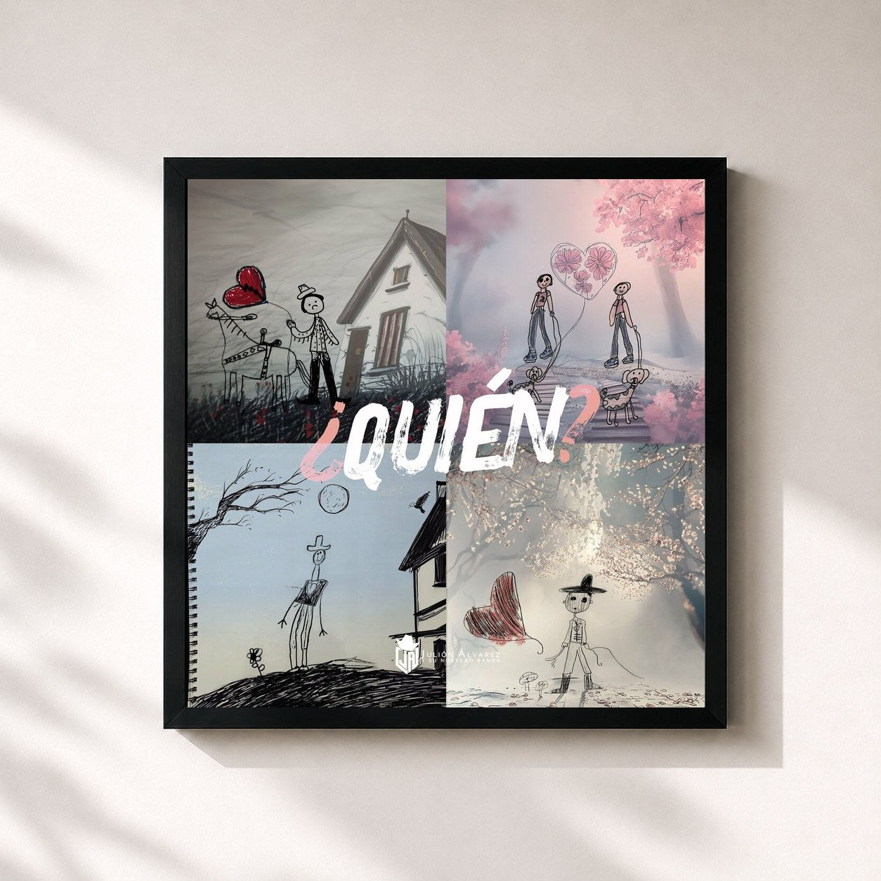 #noir Tableau carré de l'album ¿Quién? de Julion Alvarez Y Su Norteño Banda, cadre noir 32x32 cm