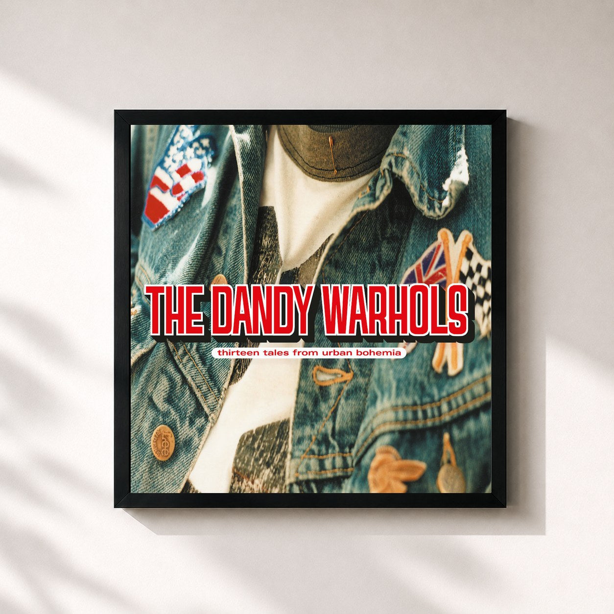 #noir Tableau carré de l'album Thirteen Tales From Urban Bohemia de The Dandy Warhols, cadre noir 32x32 cm