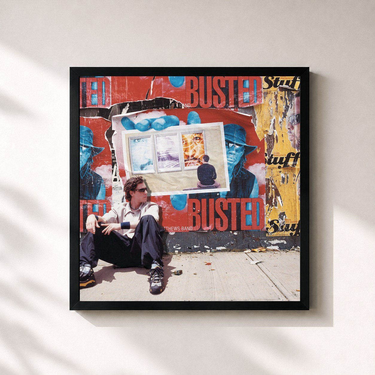 #noir Tableau carré de l'album Busted Stuff de Dave Matthews Band, cadre noir 32x32 cm