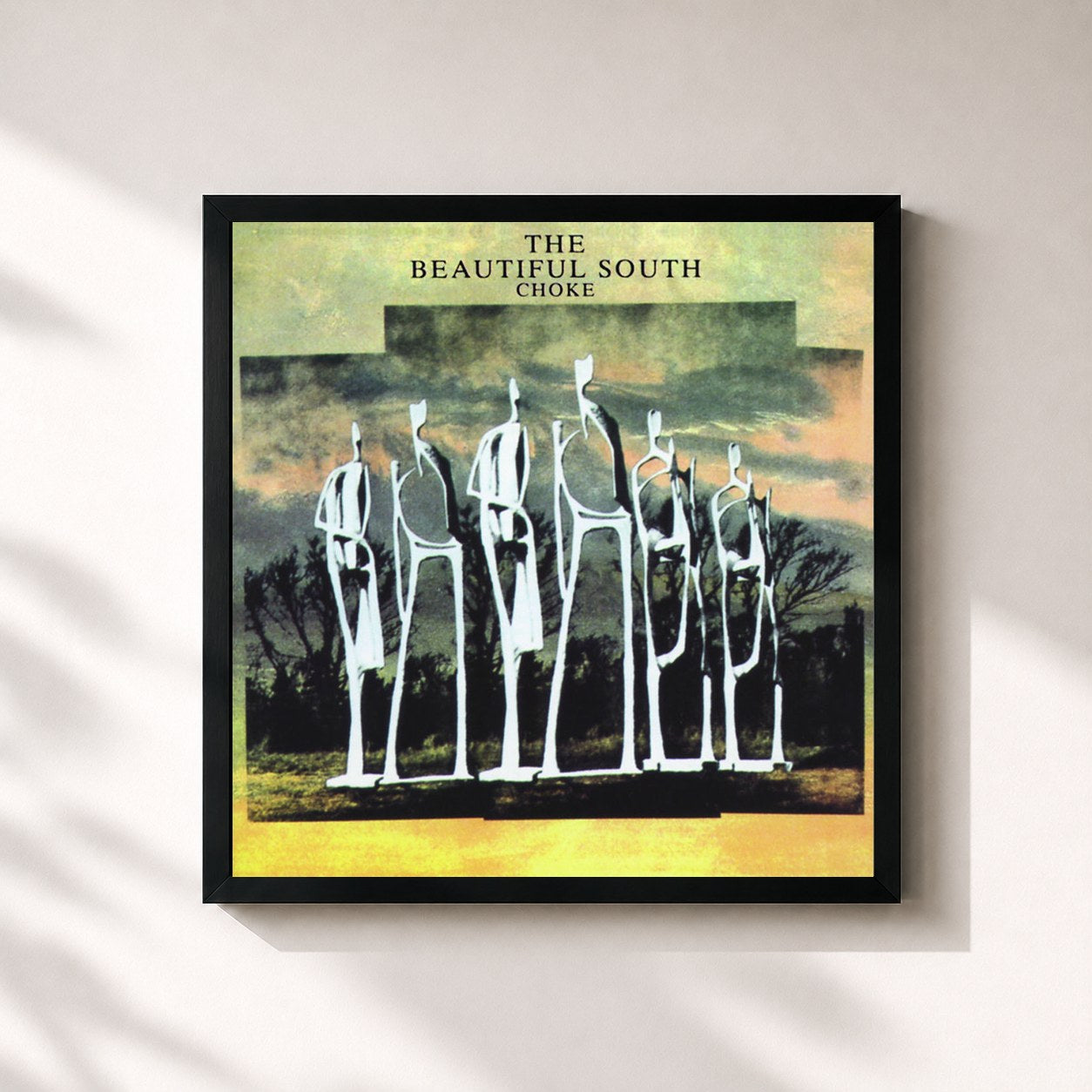 #noir Tableau carré de l'album Choke de The Beautiful South, cadre noir 32x32 cm
