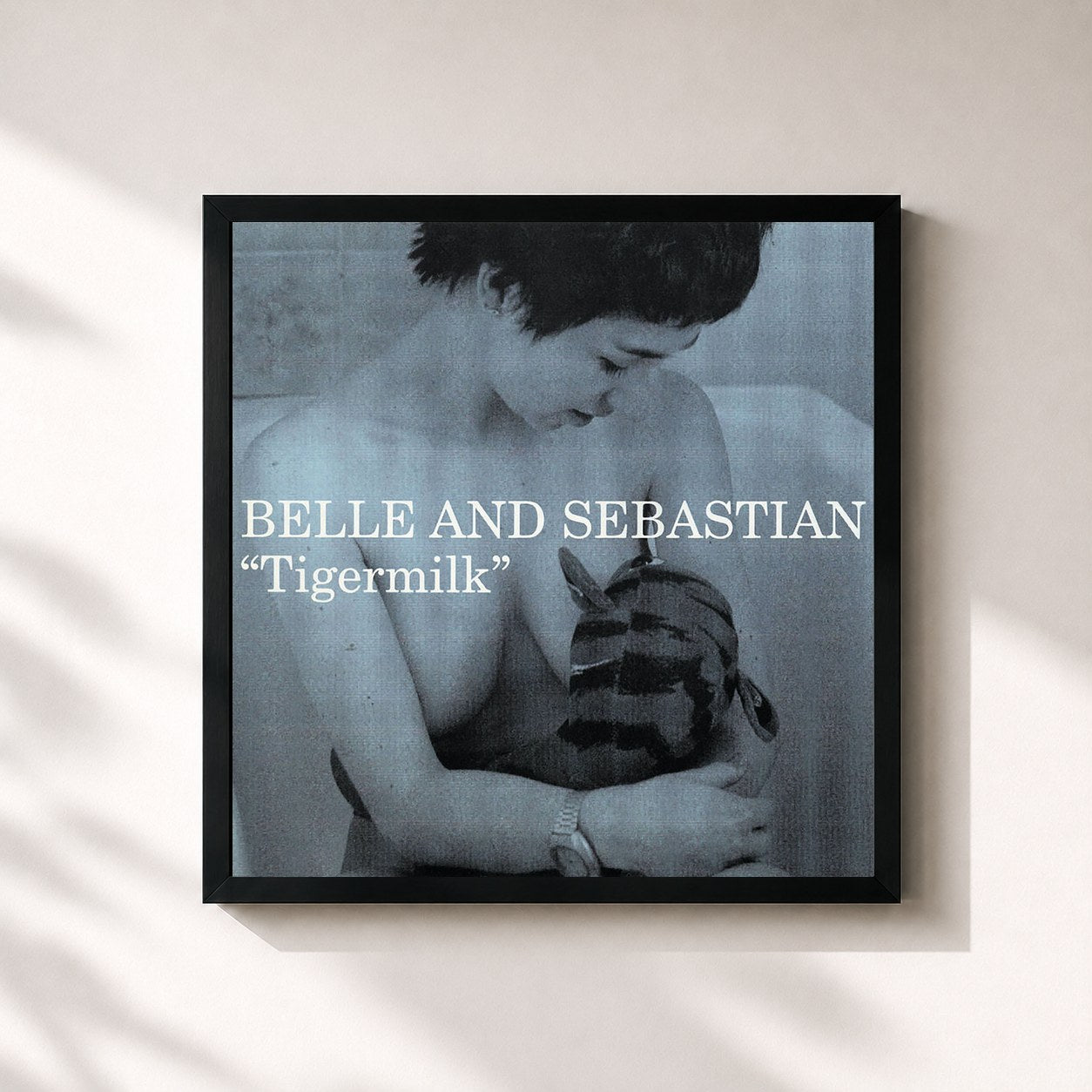 #noir Tableau carré de l'album Tigermilk de Belle and Sebastian, cadre noir 32x32 cm