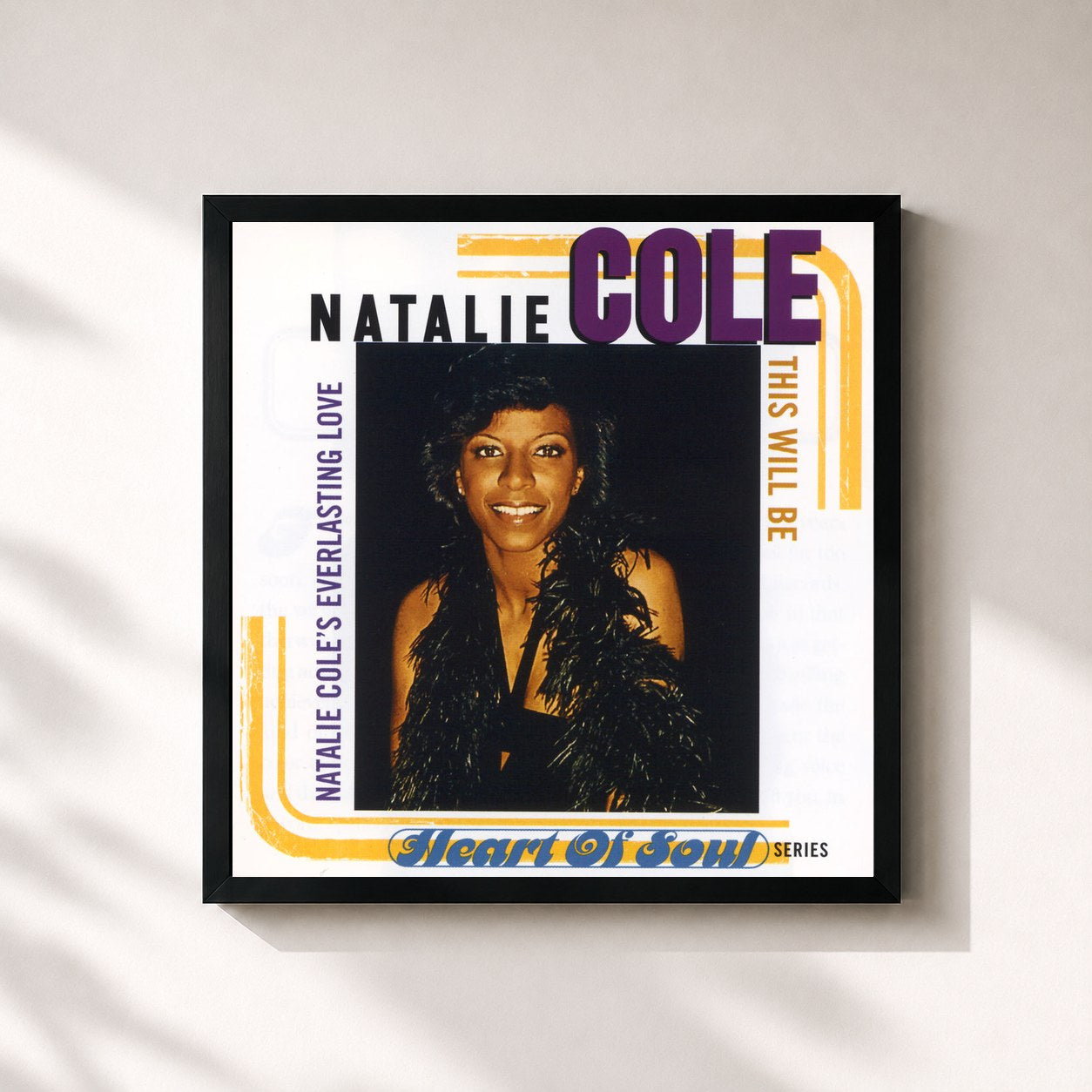 #noir Tableau carré de l'album This Will Be: Natalie Cole's Everlasting Love de Natalie Cole, cadre noir 32x32 cm