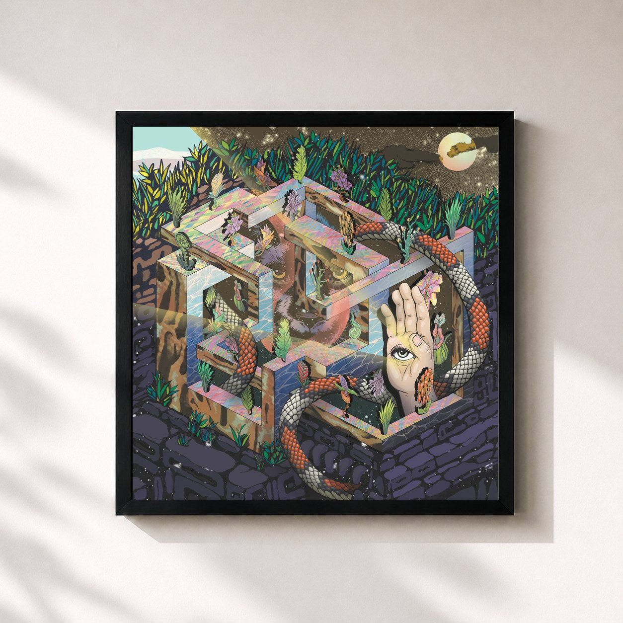 #noir Tableau carré de l'album Take Shelter de Olly Alexander (Years & Years), cadre noir 32x32 cm