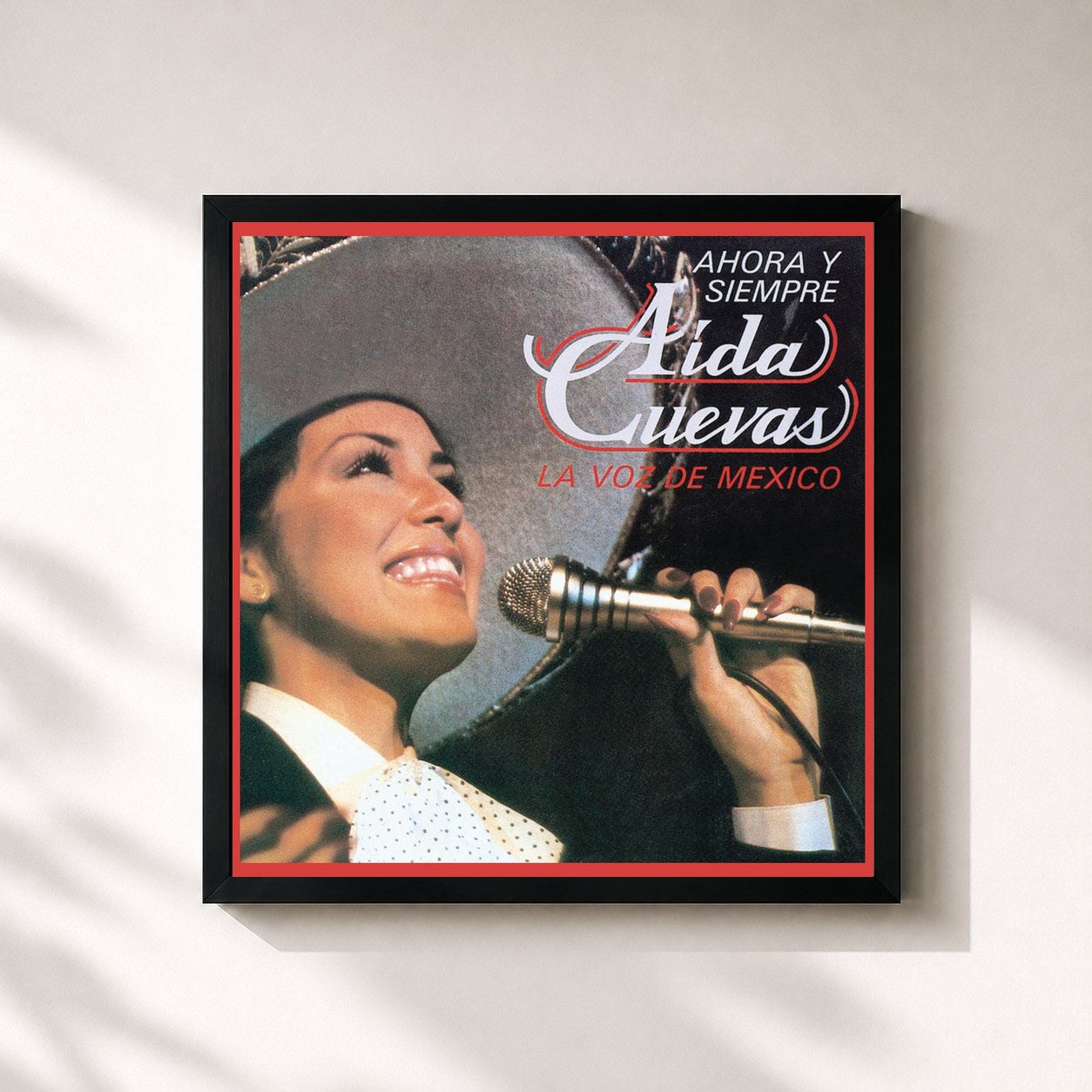 #noir Tableau carré de l'album Ahora y Siempre Aída Cuevas... La Voz de México de Aida Cuevas, cadre noir 32x32 cm