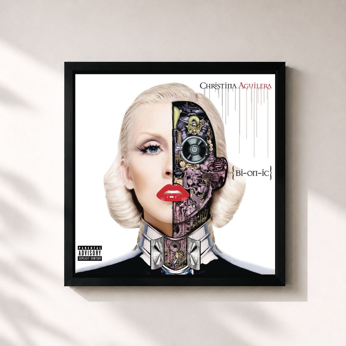 #noir Tableau carré de l'album Bionic (Deluxe Version) de Christina Aguilera, cadre noir 32x32 cm