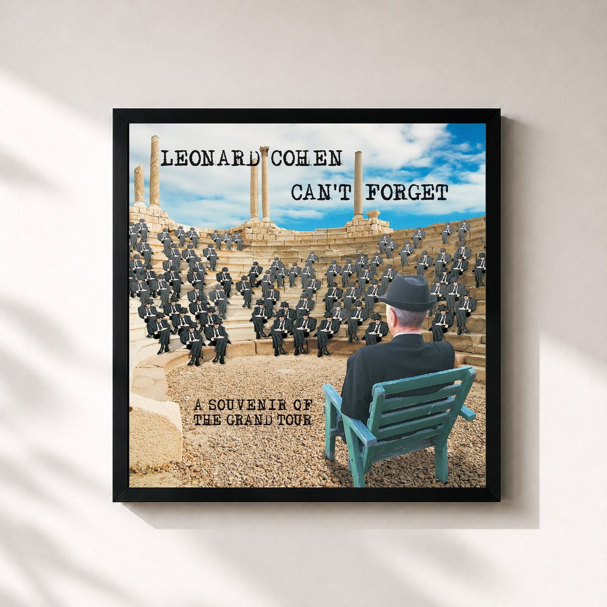 #noir Tableau carré de l'album Can't Forget: A Souvenir of the Grand Tour de Leonard Cohen, cadre noir 32x32 cm