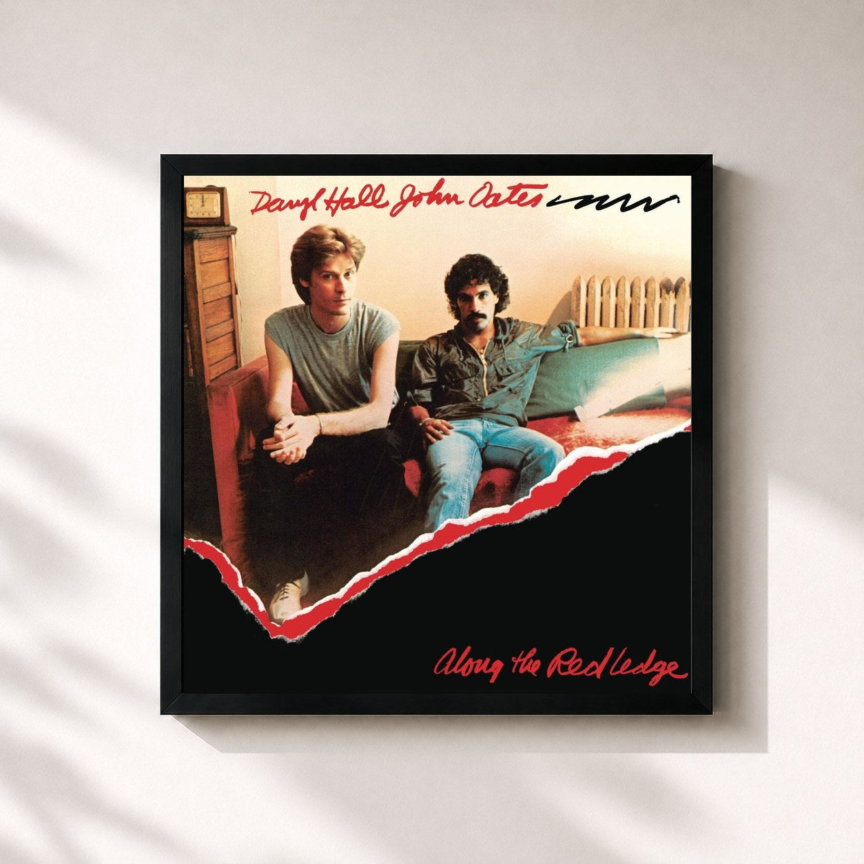 #noir Tableau carré de l'album Along The Red Ledge de Daryl Hall & John Oates, cadre noir 32x32 cm
