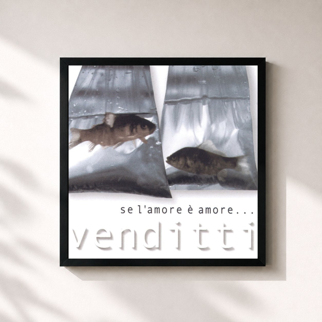 #noir Tableau carré de l'album Se L'Amore E' Amore de Antonello Venditti, cadre noir 32x32 cm