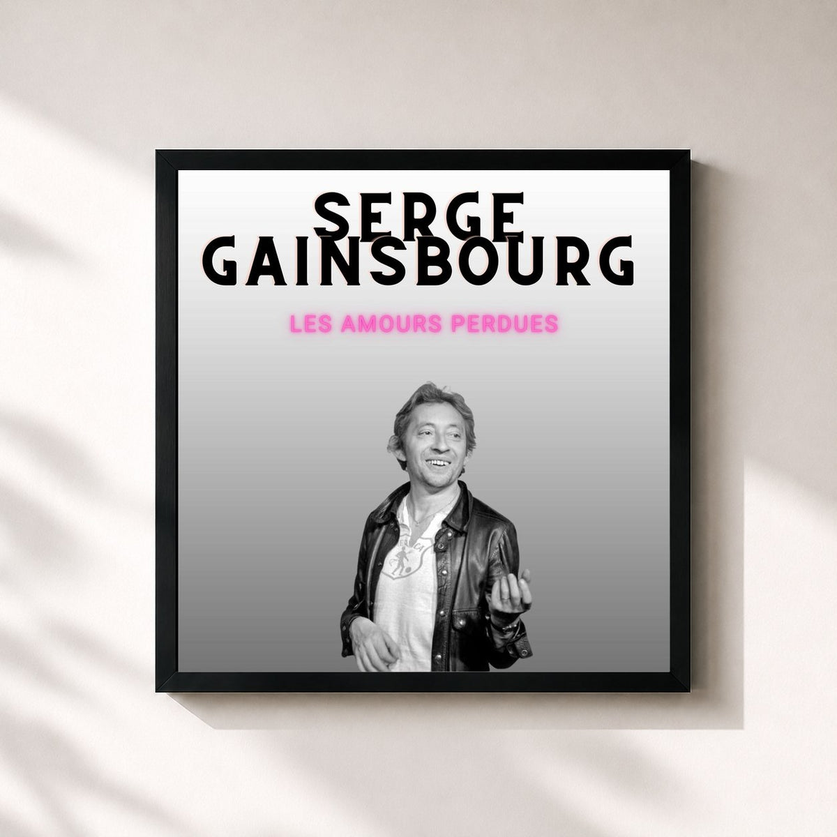 #noir Tableau carré de l'album Les amours perdues - Serge Gainsbourg de Serge Gainsbourg, cadre noir 32x32 cm