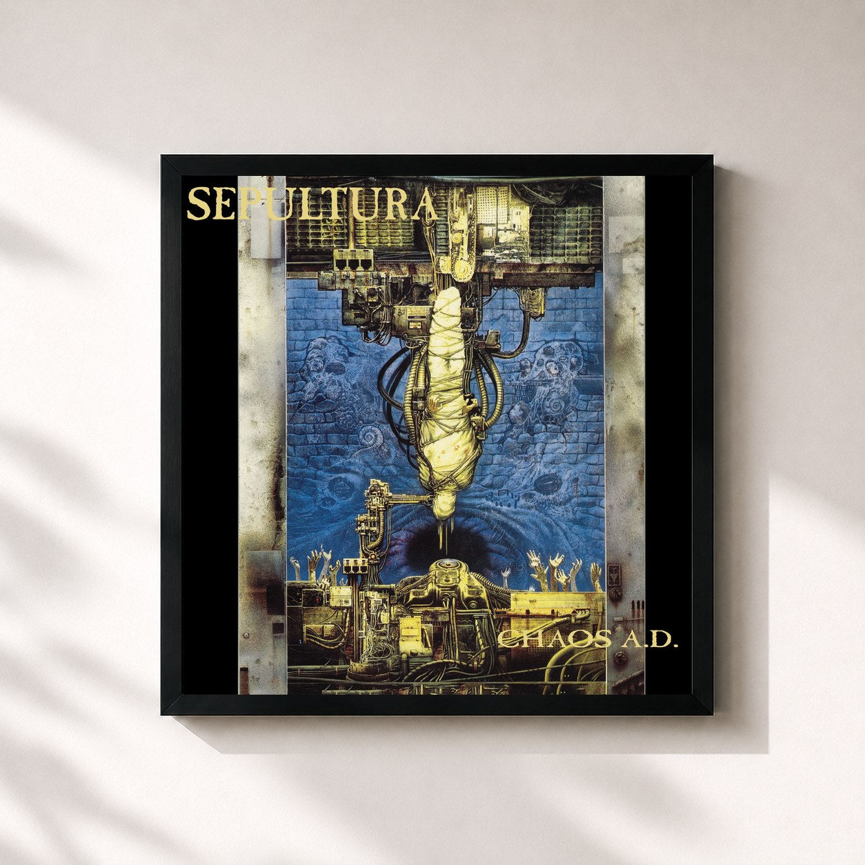 #noir Tableau carré de l'album Chaos A.D. (Expanded Edition) de Sepultura, cadre noir 32x32 cm