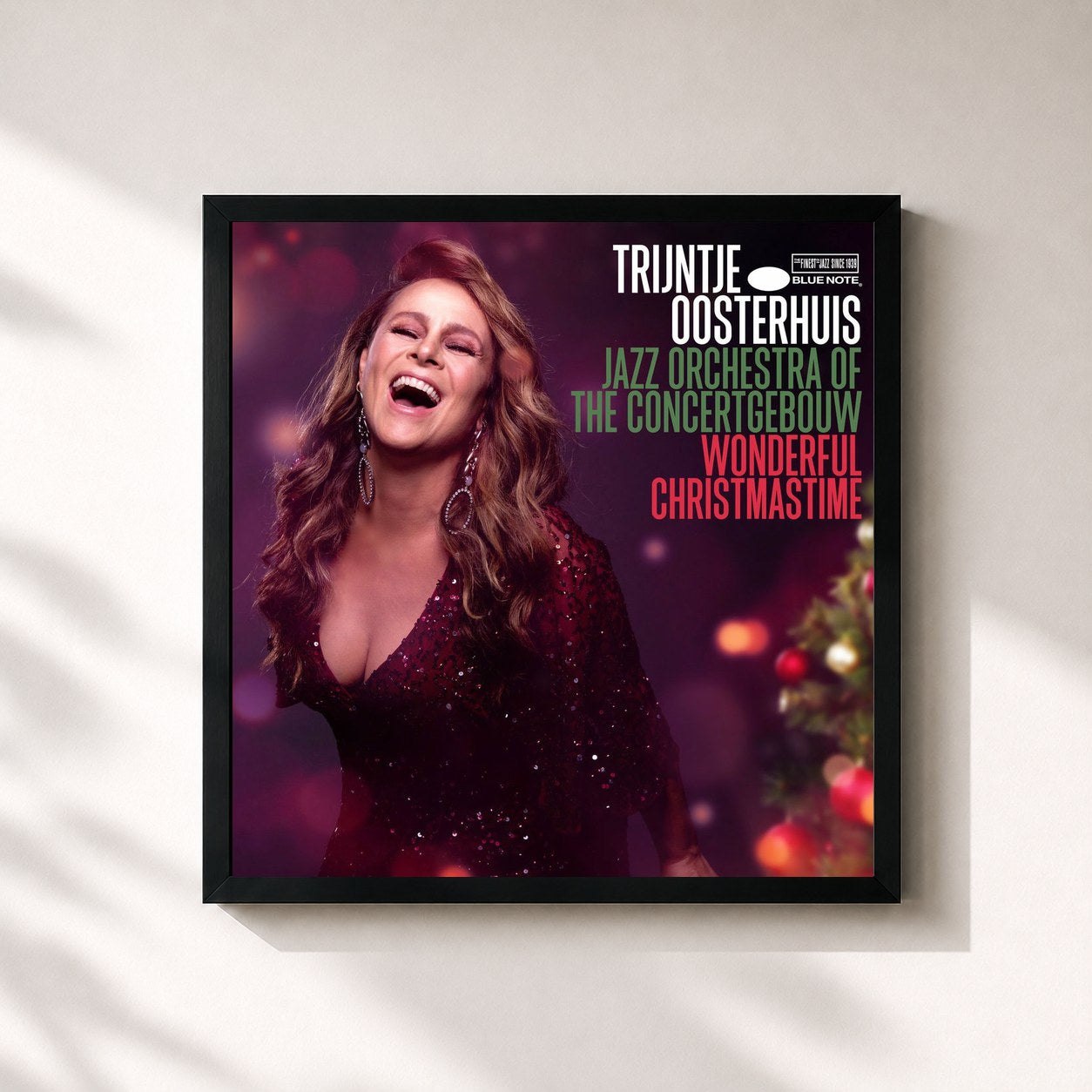 #noir Tableau carré de l'album Wonderful Christmastime de Trijntje Oosterhuis, cadre noir 32x32 cm