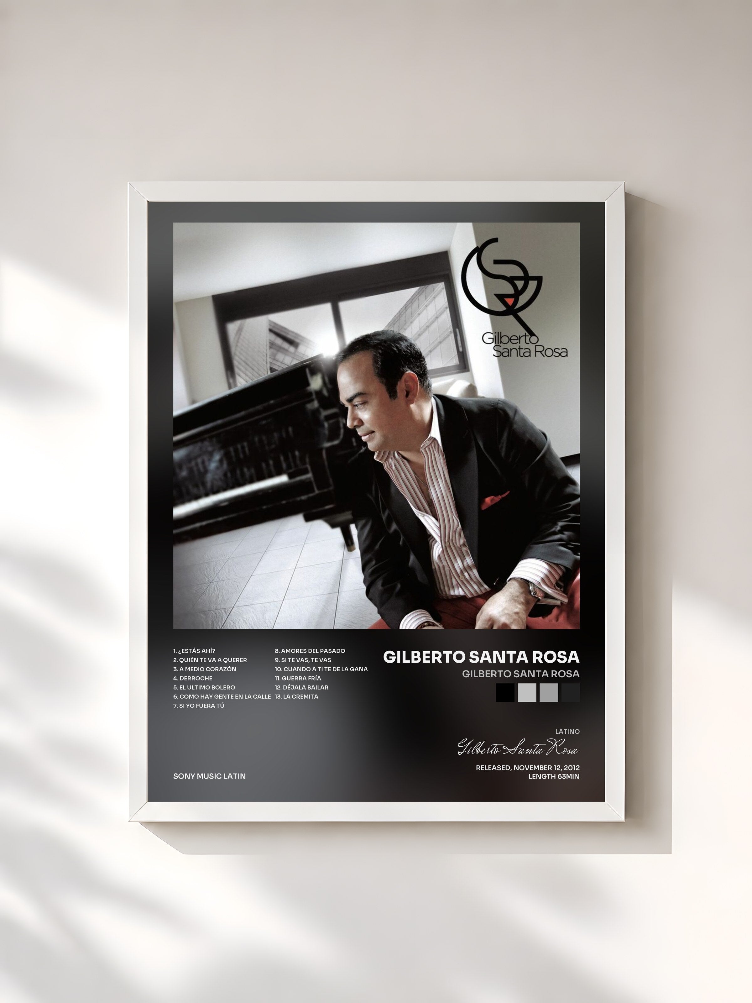 #blanc Tableau de l'album Gilberto Santa Rosa de Gilberto Santa Rosa, cadre blanc, imprimé et encadré en France