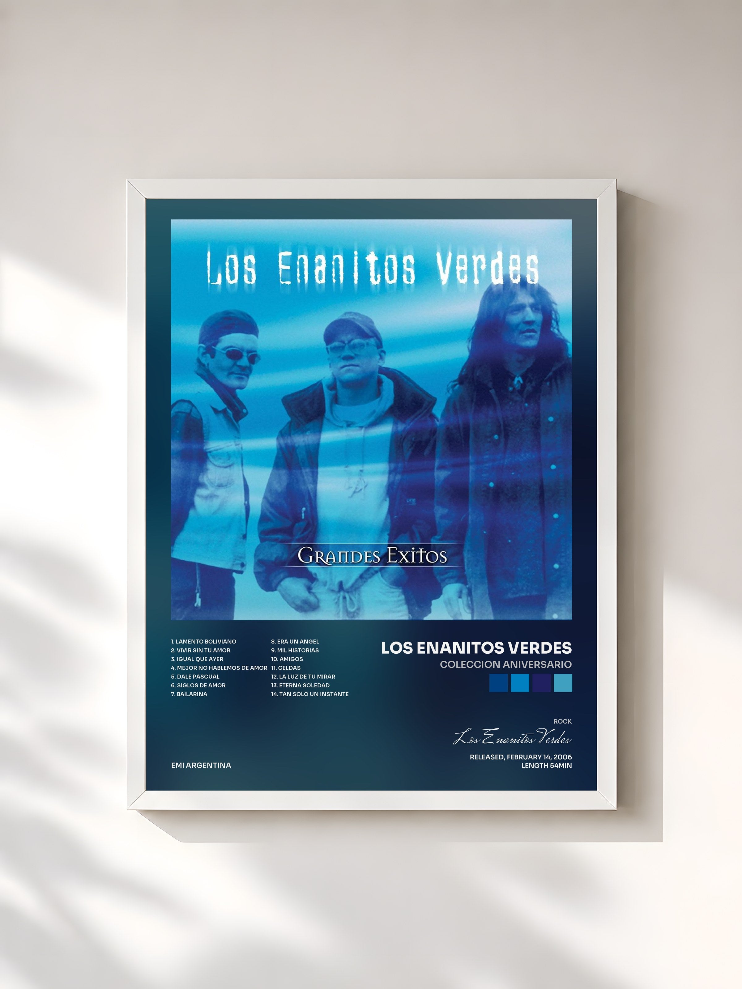 #blanc Tableau de l'album Coleccion Aniversario de Los Enanitos Verdes, cadre blanc, imprimé et encadré en France
