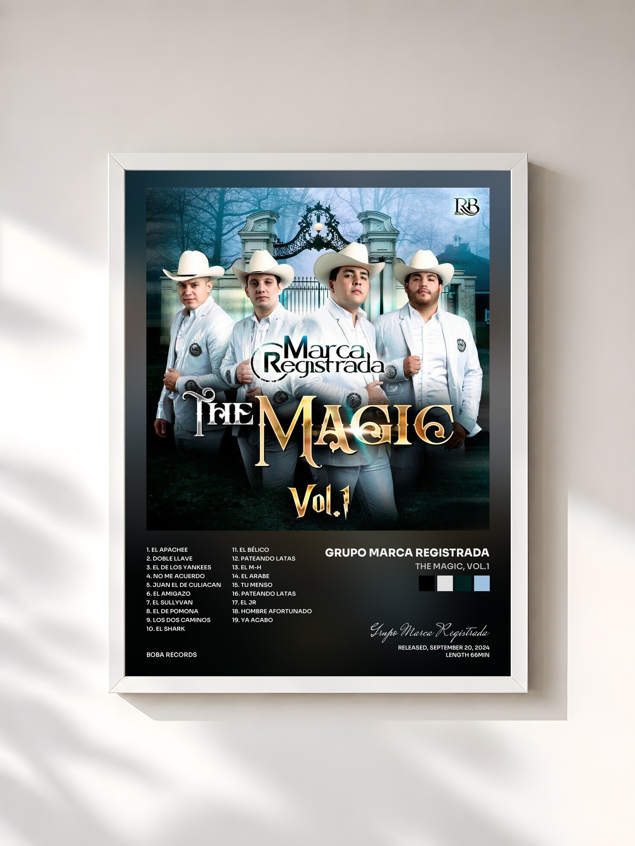 #blanc Tableau de l'album The Magic, Vol.1 de Grupo Marca Registrada, cadre blanc, imprimé et encadré en France