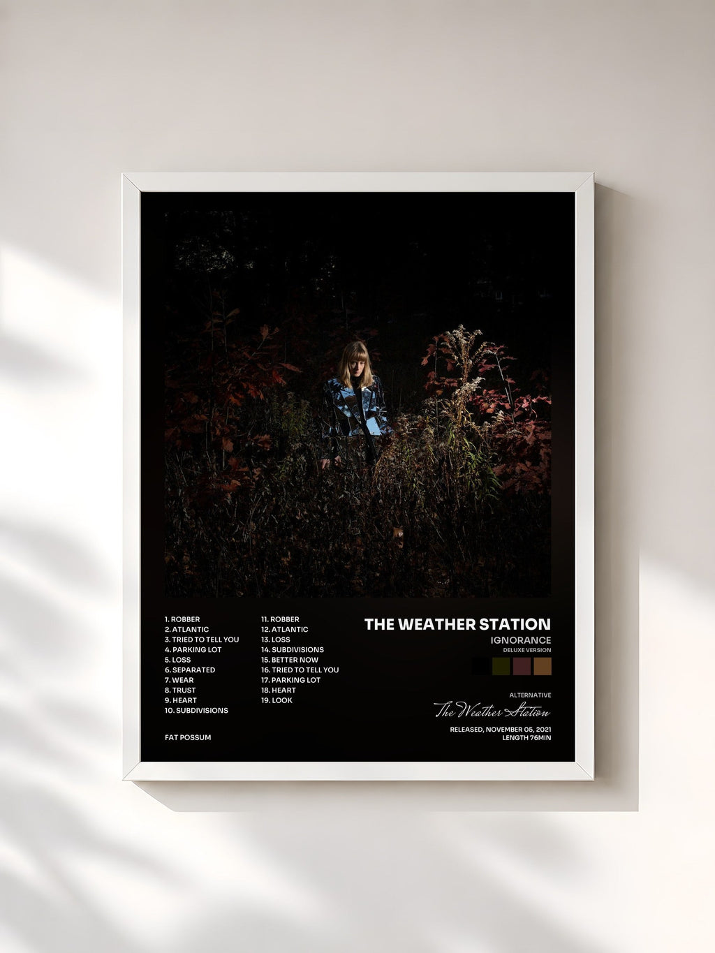 #blanc Ignorance (Deluxe Version) by The Weather Station as a framed art print, white frame, printed and framed in France