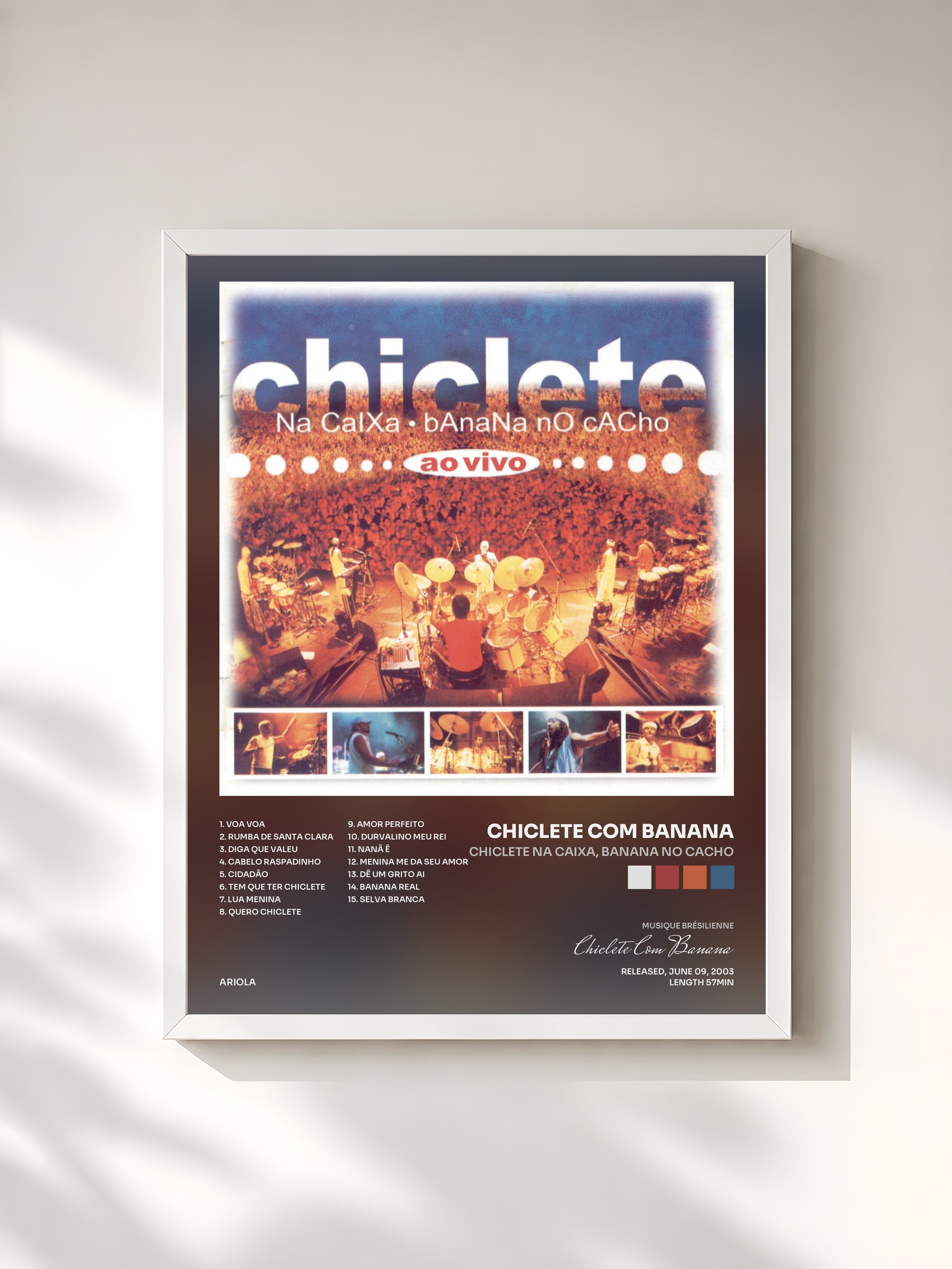 #blanc Tableau de l'album Chiclete Na Caixa, Banana No Cacho de Chiclete Com Banana, cadre blanc, imprimé et encadré en France