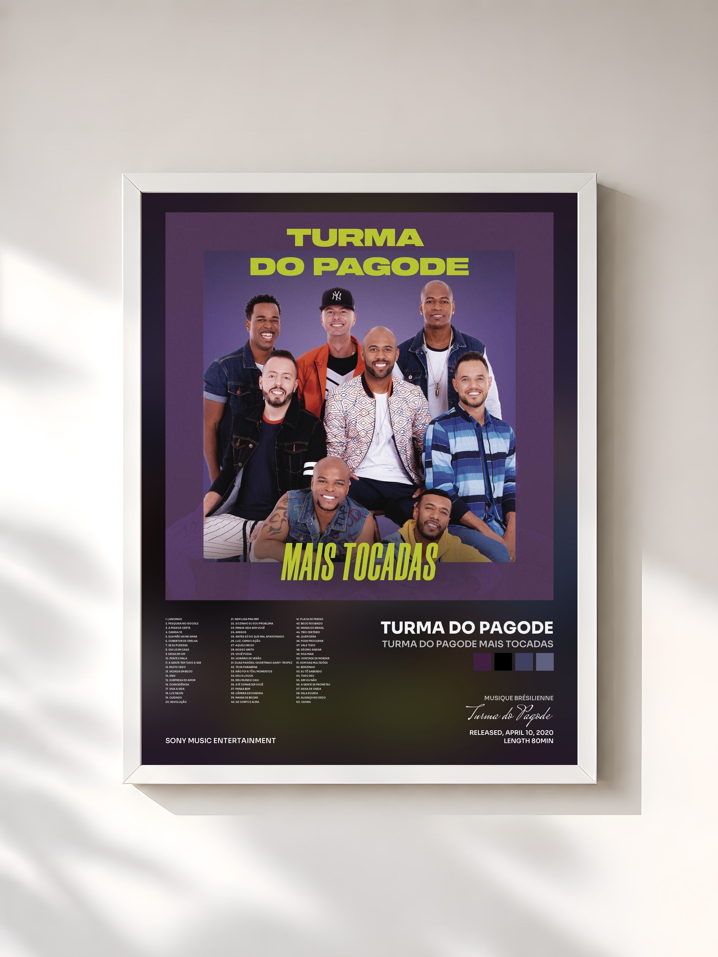 #blanc Tableau de l'album Turma do Pagode Mais Tocadas de Turma do Pagode, cadre blanc, imprimé et encadré en France