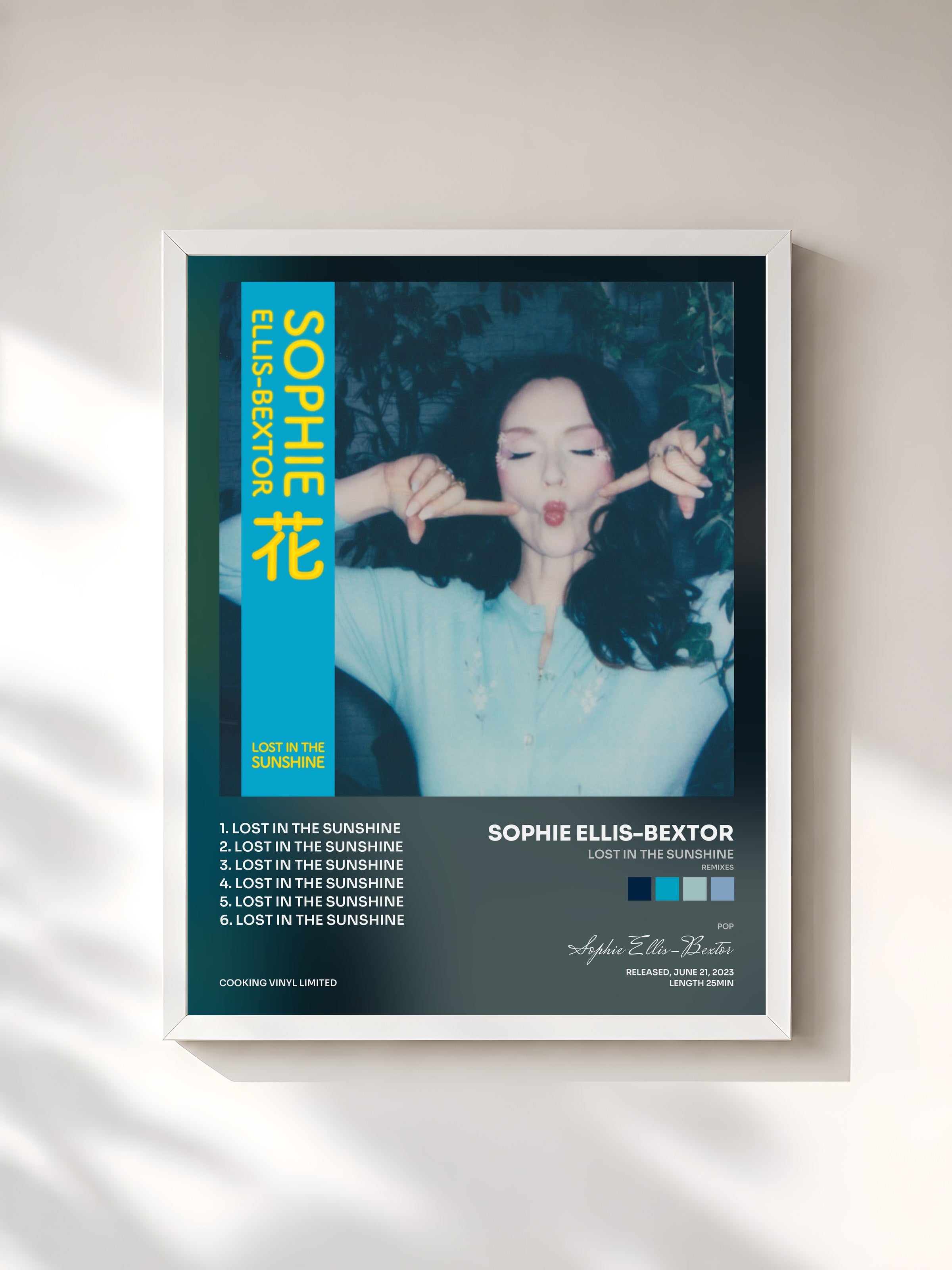 #blanc Tableau de l'album Lost in the Sunshine (Remixes) de Sophie Ellis-Bextor, cadre blanc, imprimé et encadré en France