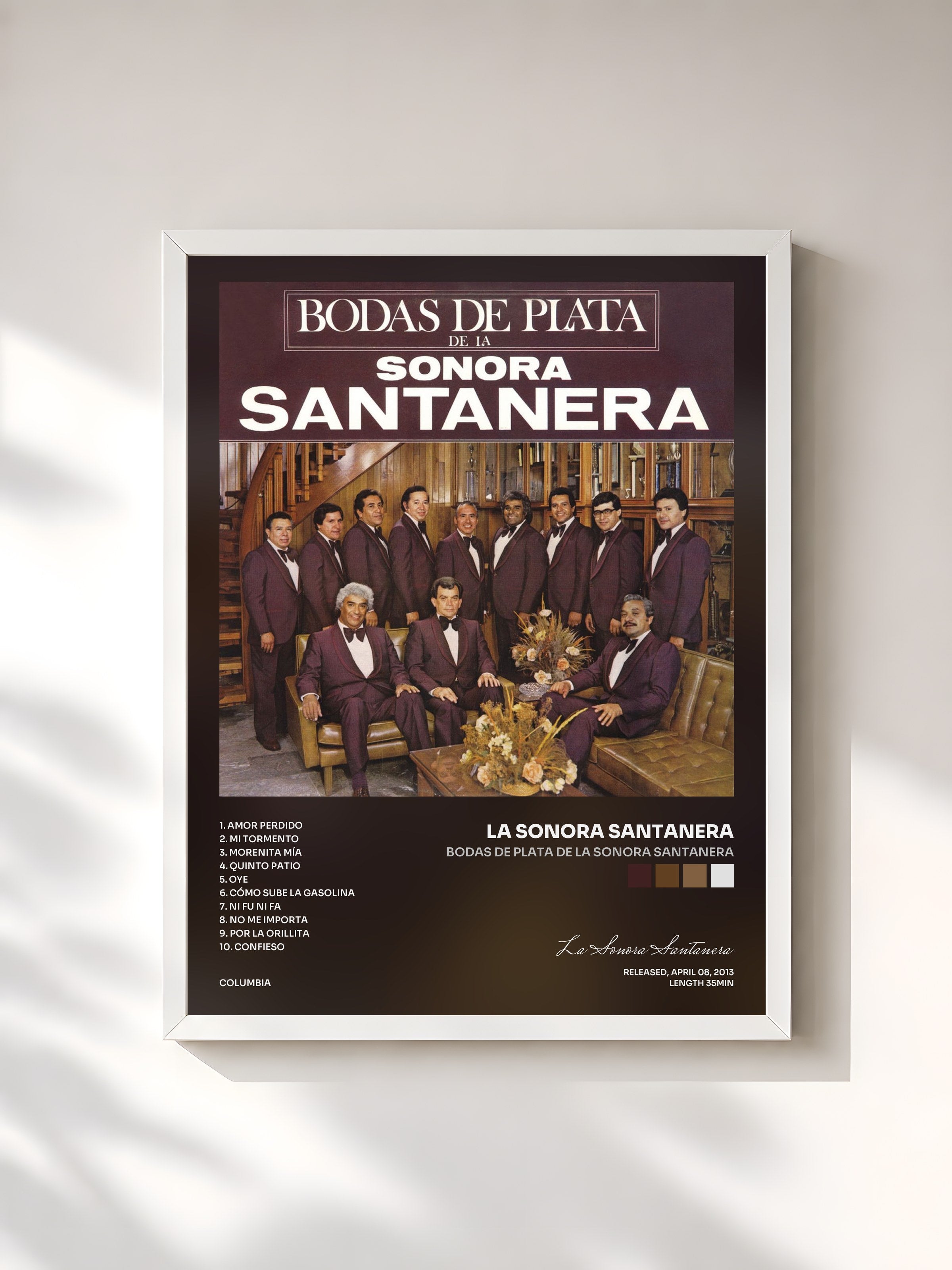 #blanc Tableau de l'album Bodas De Plata De La Sonora Santanera de La Sonora Santanera, cadre blanc, imprimé et encadré en France