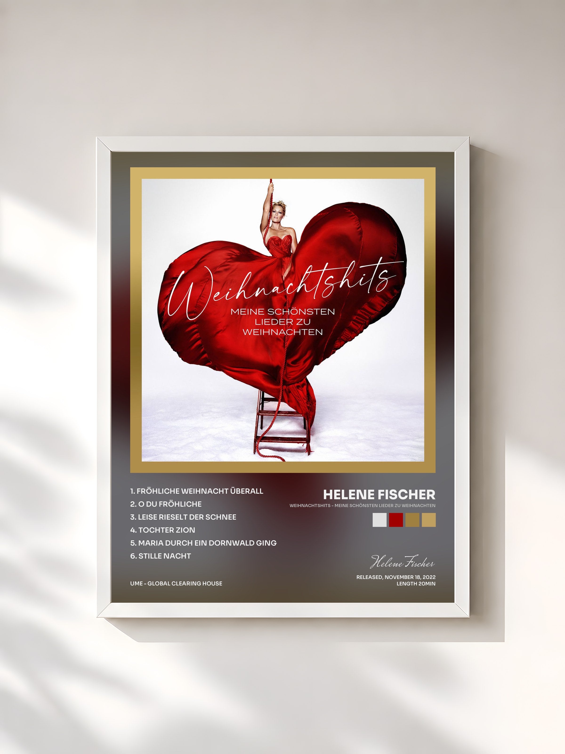 #blanc Tableau de l'album Weihnachtshits - Meine schönsten Lieder zu Weihnachten de Helene Fischer, cadre blanc, imprimé et encadré en France