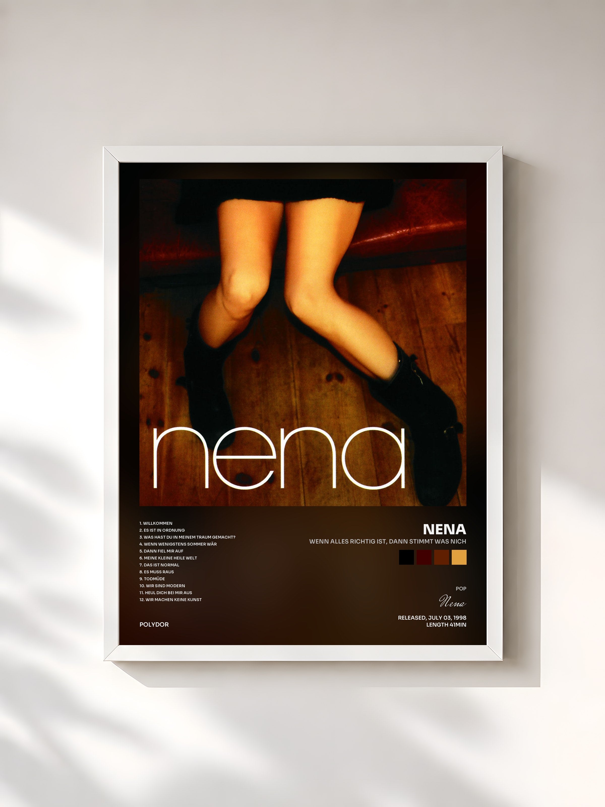 #blanc Tableau de l'album Wenn Alles Richtig Ist, Dann Stimmt Was Nich de Nena, cadre blanc, imprimé et encadré en France