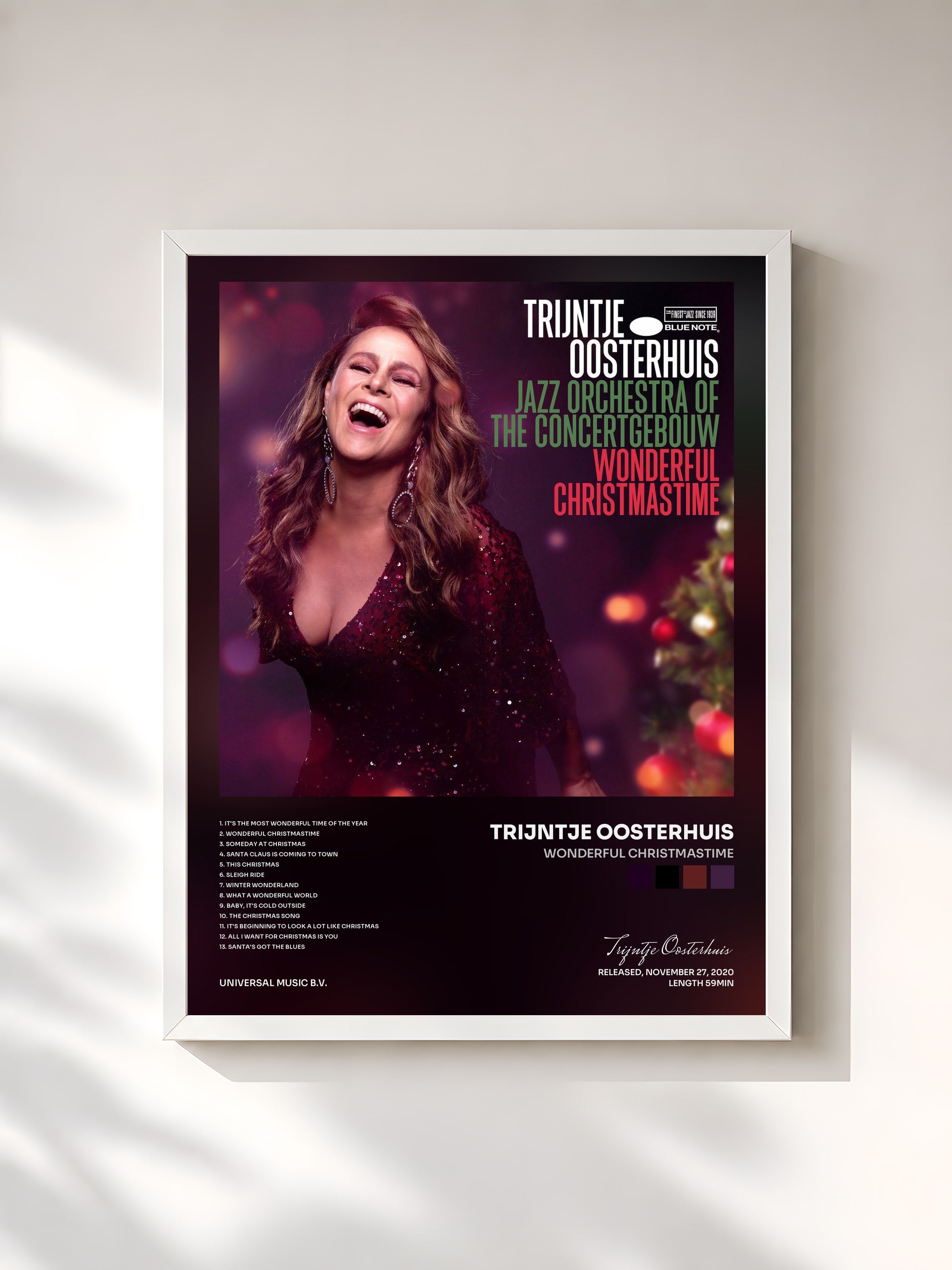 #blanc Tableau de l'album Wonderful Christmastime de Trijntje Oosterhuis, cadre blanc, imprimé et encadré en France